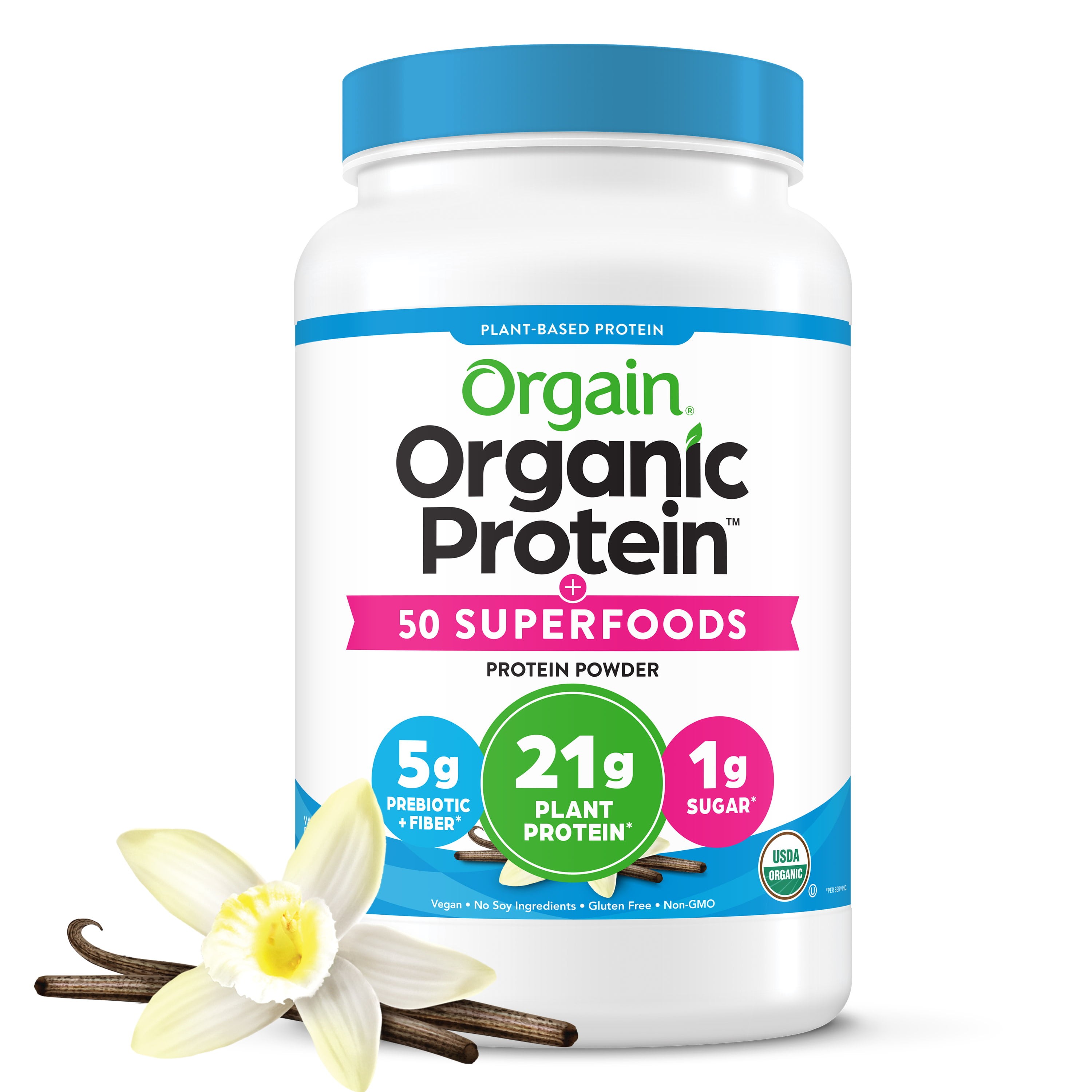 Orgain Organic Vegan 21g Protein Powder + 50 Superfoods, Plant Based ...