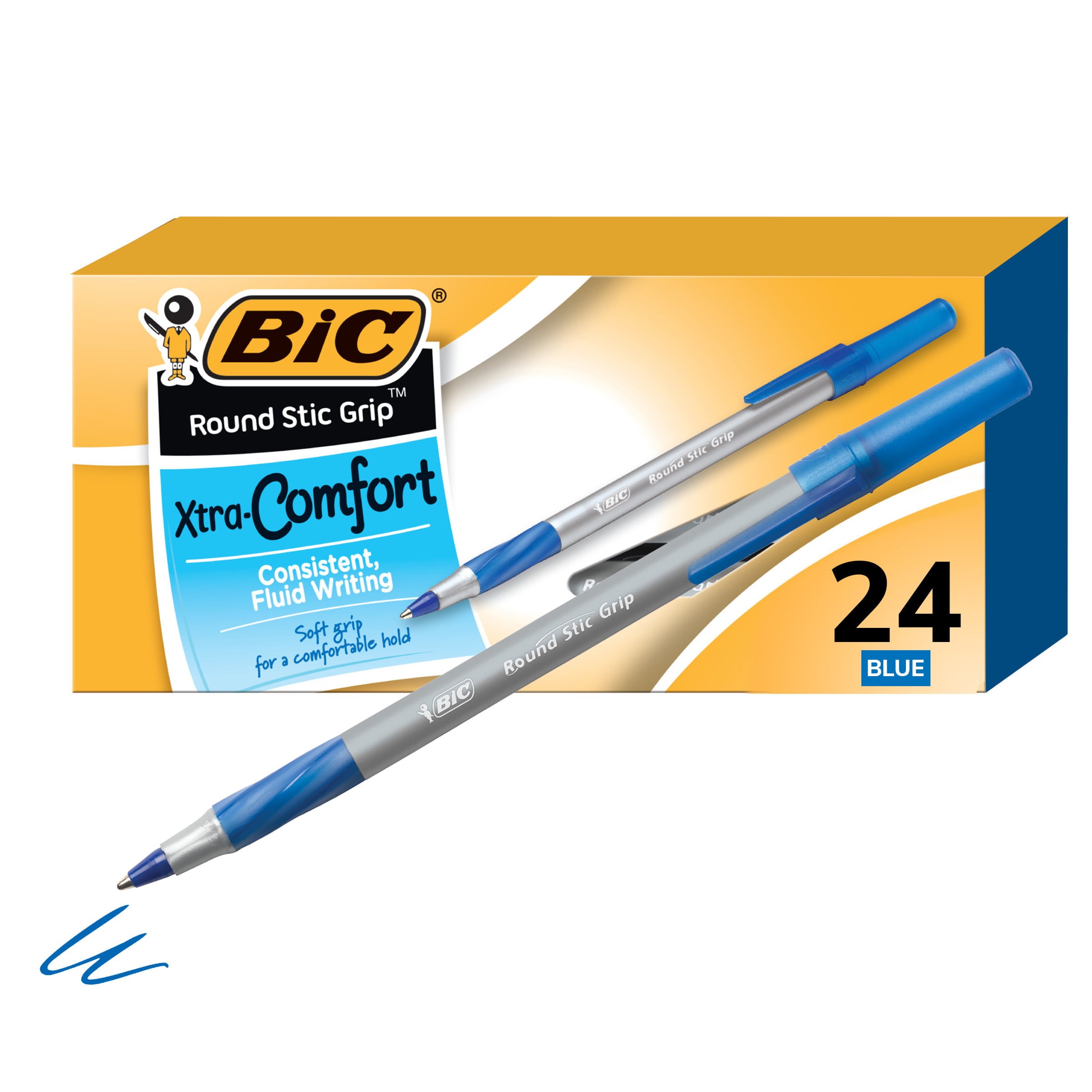 BIC Round Stic Grip Xtra Comfort Ballpoint Pen, Red Ink, 1.2mm