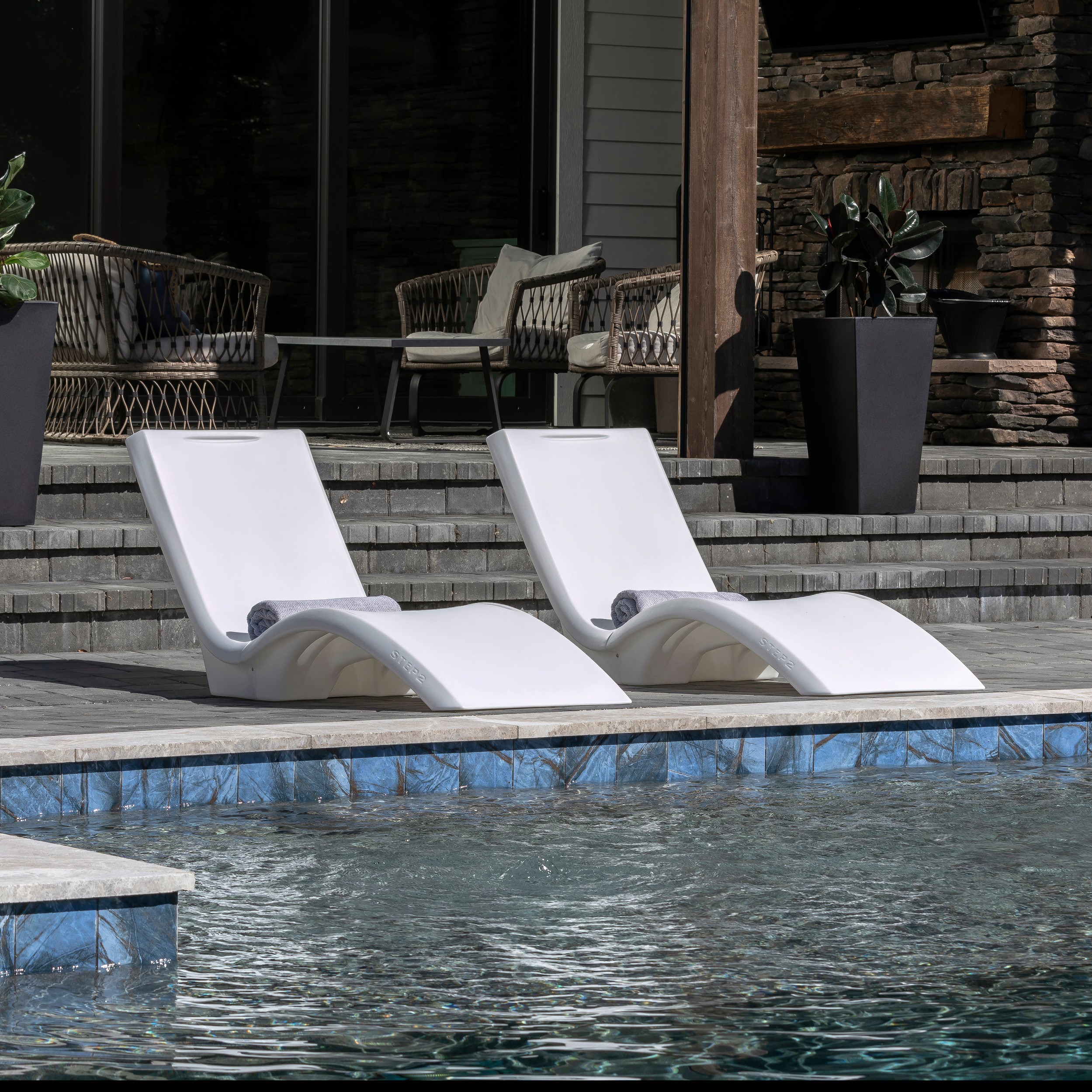 Step2 Vero Pool Lounger White Pool Lounge Chair Sleek, Durable