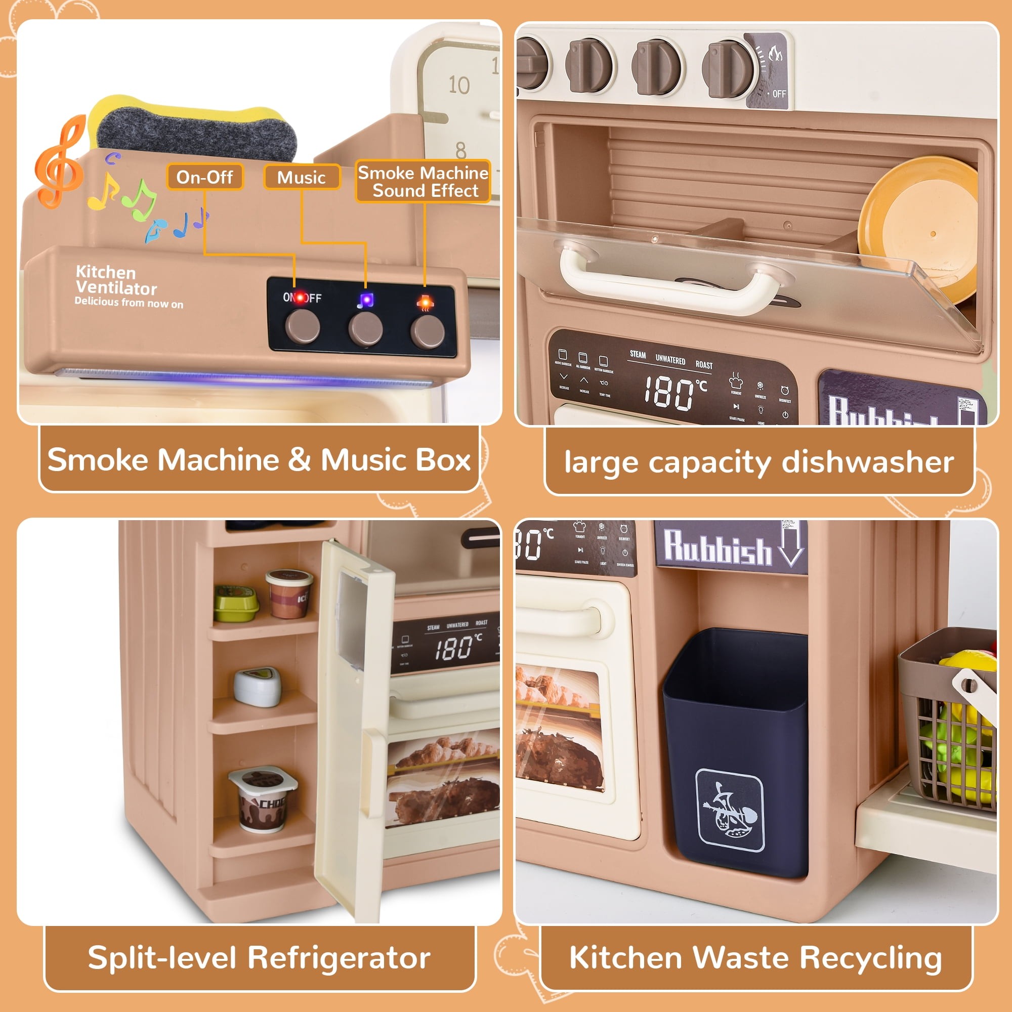 Lil Jumbl Play Kitchen Set for Kids, Toddler Kitchen Playset - Hearts