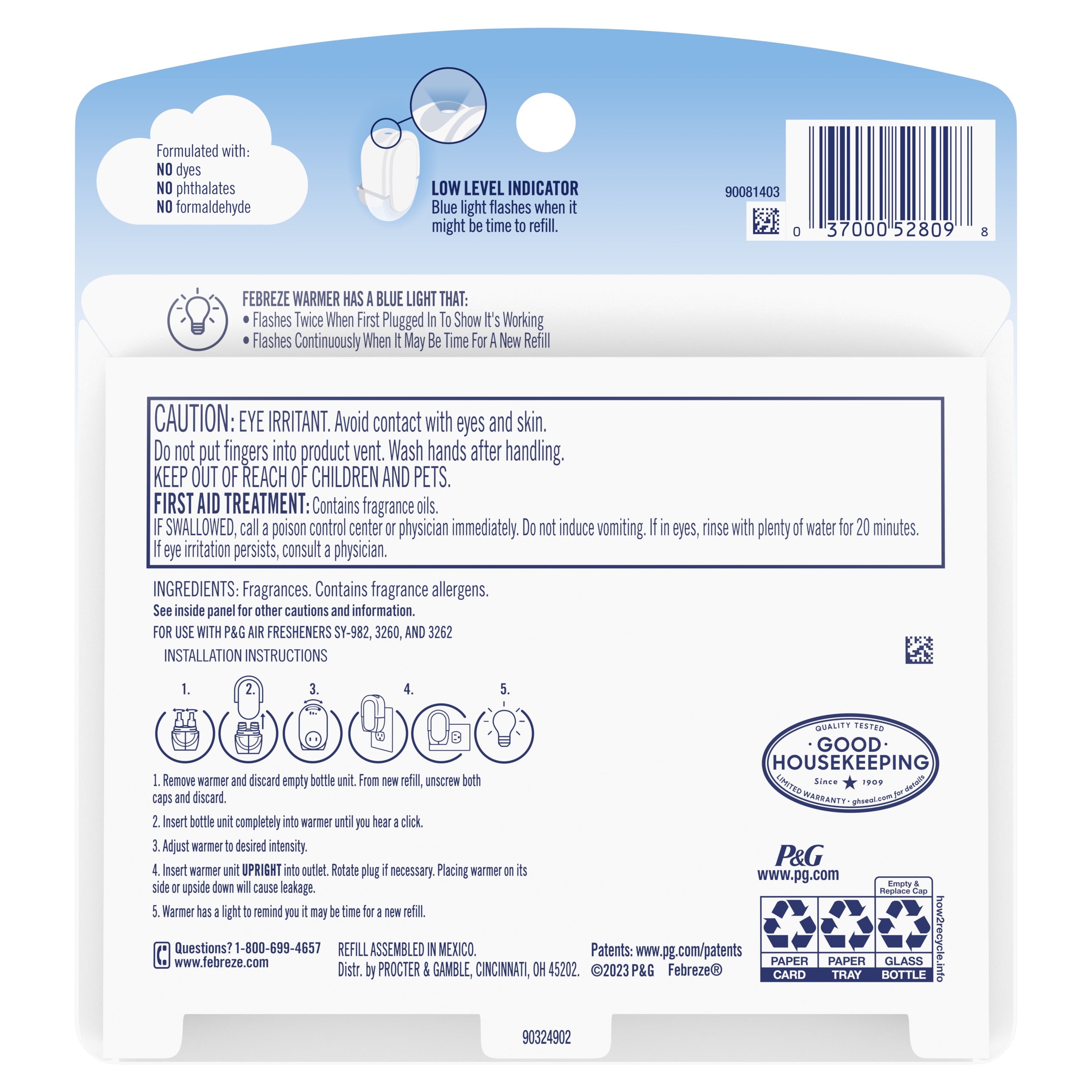 Febreze Odor-Fighting Fade Defy PLUG Air Freshener Refill, Linen & Sky, (2)  .87 fl. oz. Oil Refills