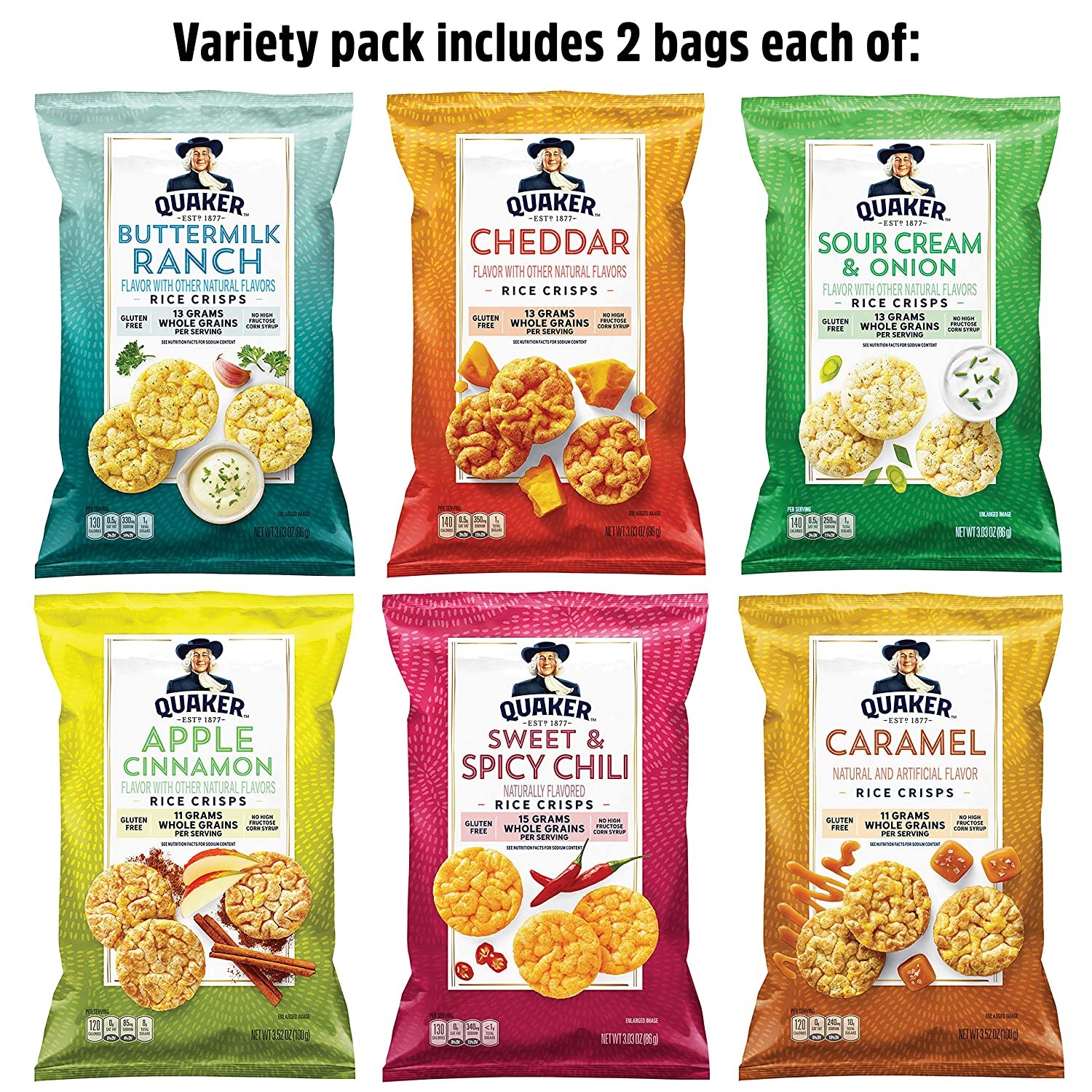 Quaker Cheddar Popped Rice Crisps 0.67 oz. - 60/Case