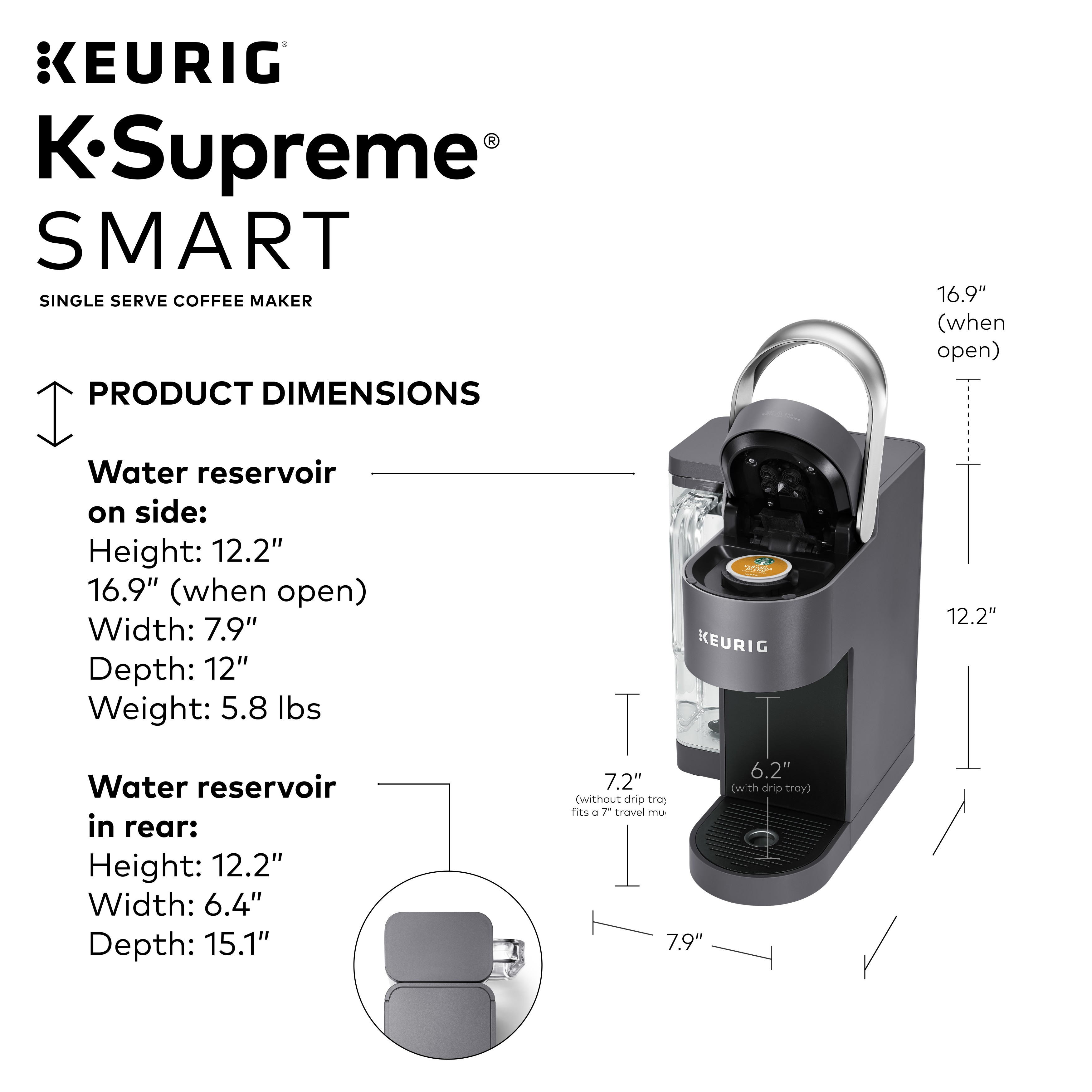 Keurig K-Café SMART Cafetera cápsulas compatibilidad WiFi, 6 tamaños d –  Dulce Alcance