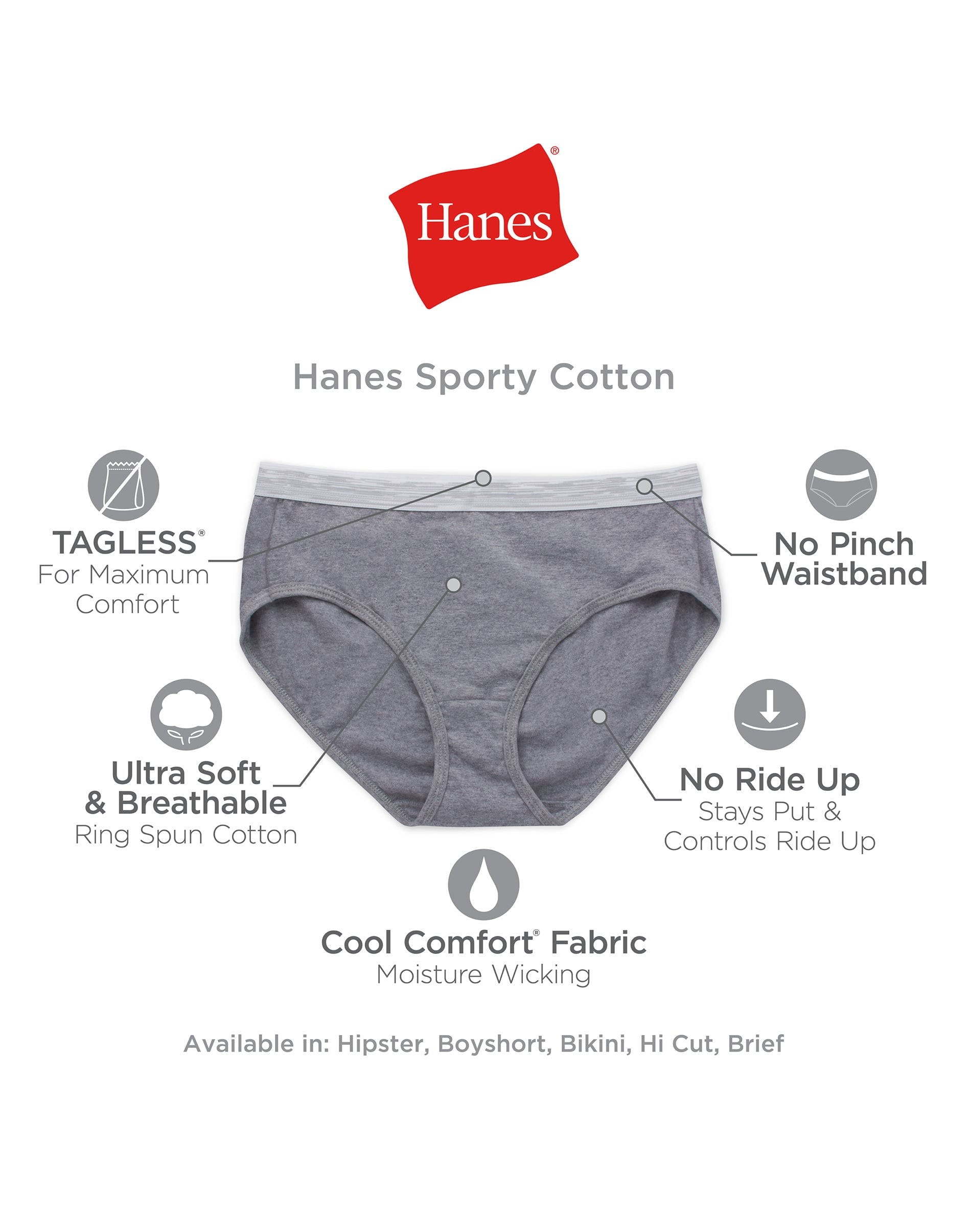 Hanes Originals Girls' Tween Underwear Hipster Pack, Fashion Assorted, 5 -Pack