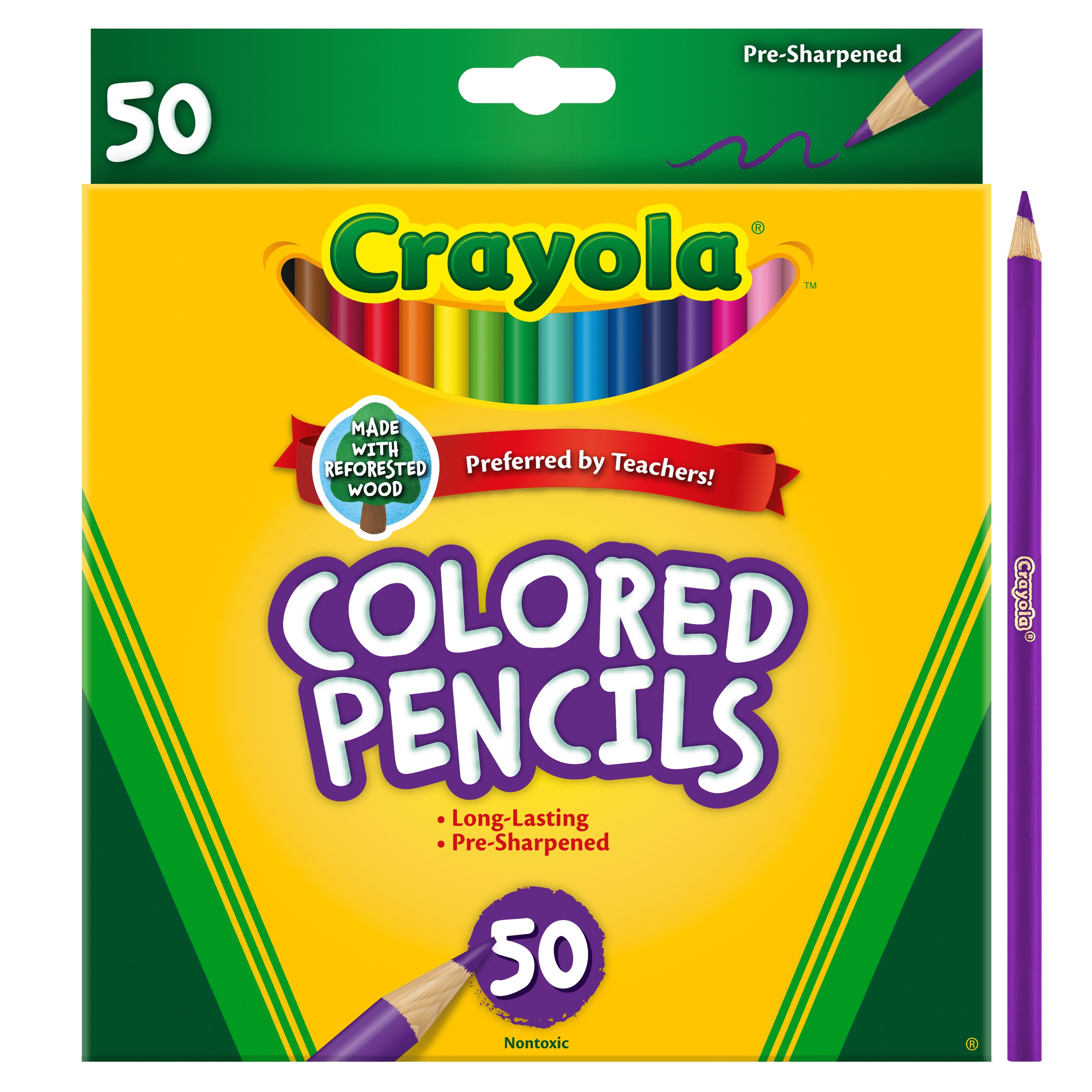 Crayola Colored Pencil Set, Assorted Colors, 50 Count, School Supplies