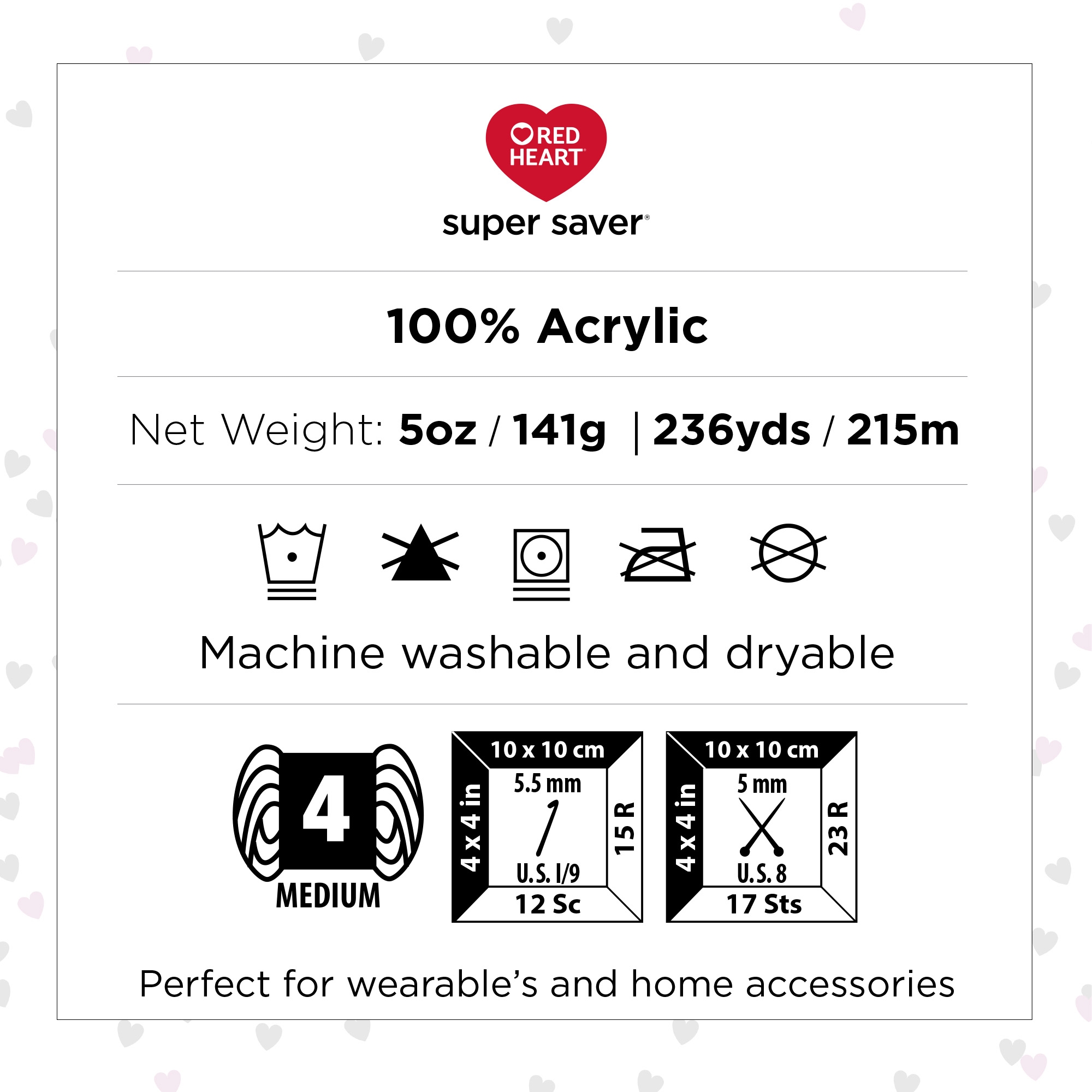 Red Heart With Love Black Yarn - 3 Pack of 198g/7oz - Acrylic - 4 Medium  (Worsted) - 370 Yards - Knitting/Crochet