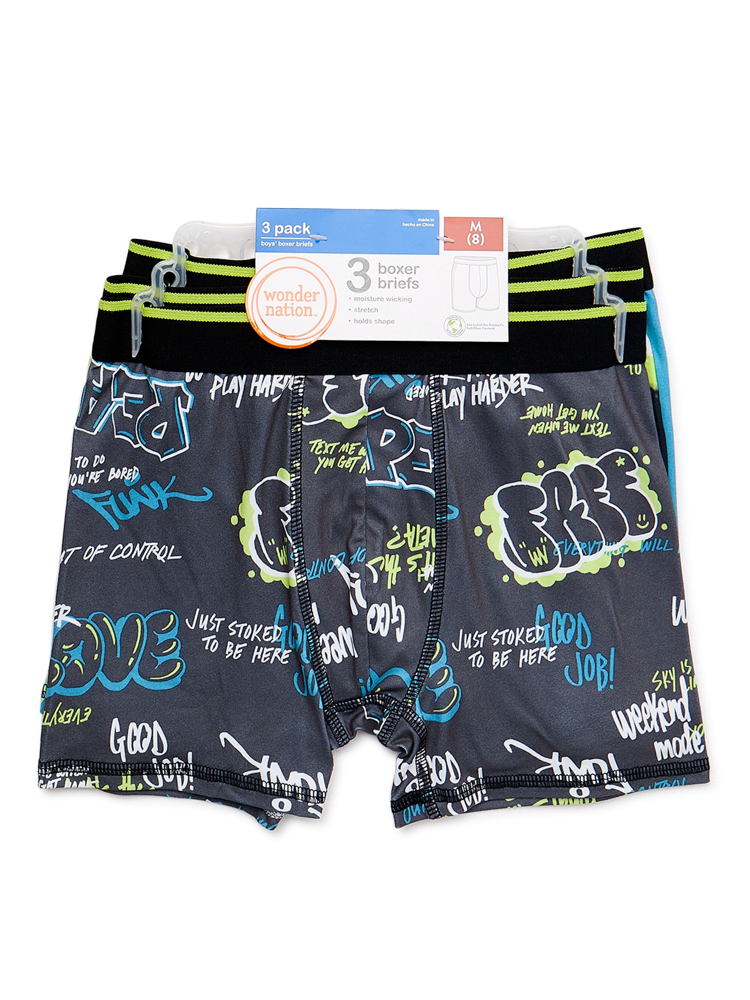 Mejores ofertas e historial de precios de Wonder Nation Boys Boxer Graffiti  Underwear, 3-Pack, Sizes S-XL en