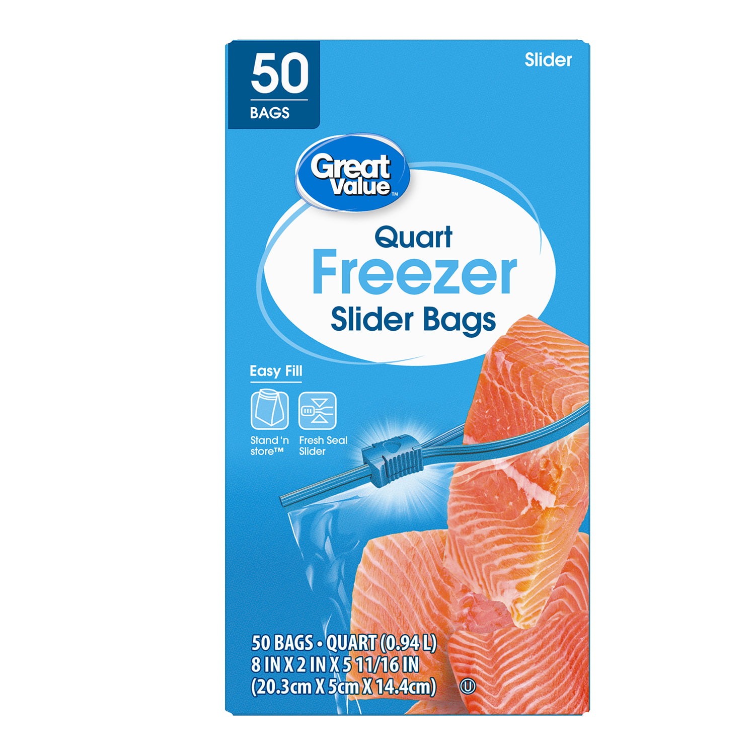 Fresh Seal Slider Freezer Quart Bags