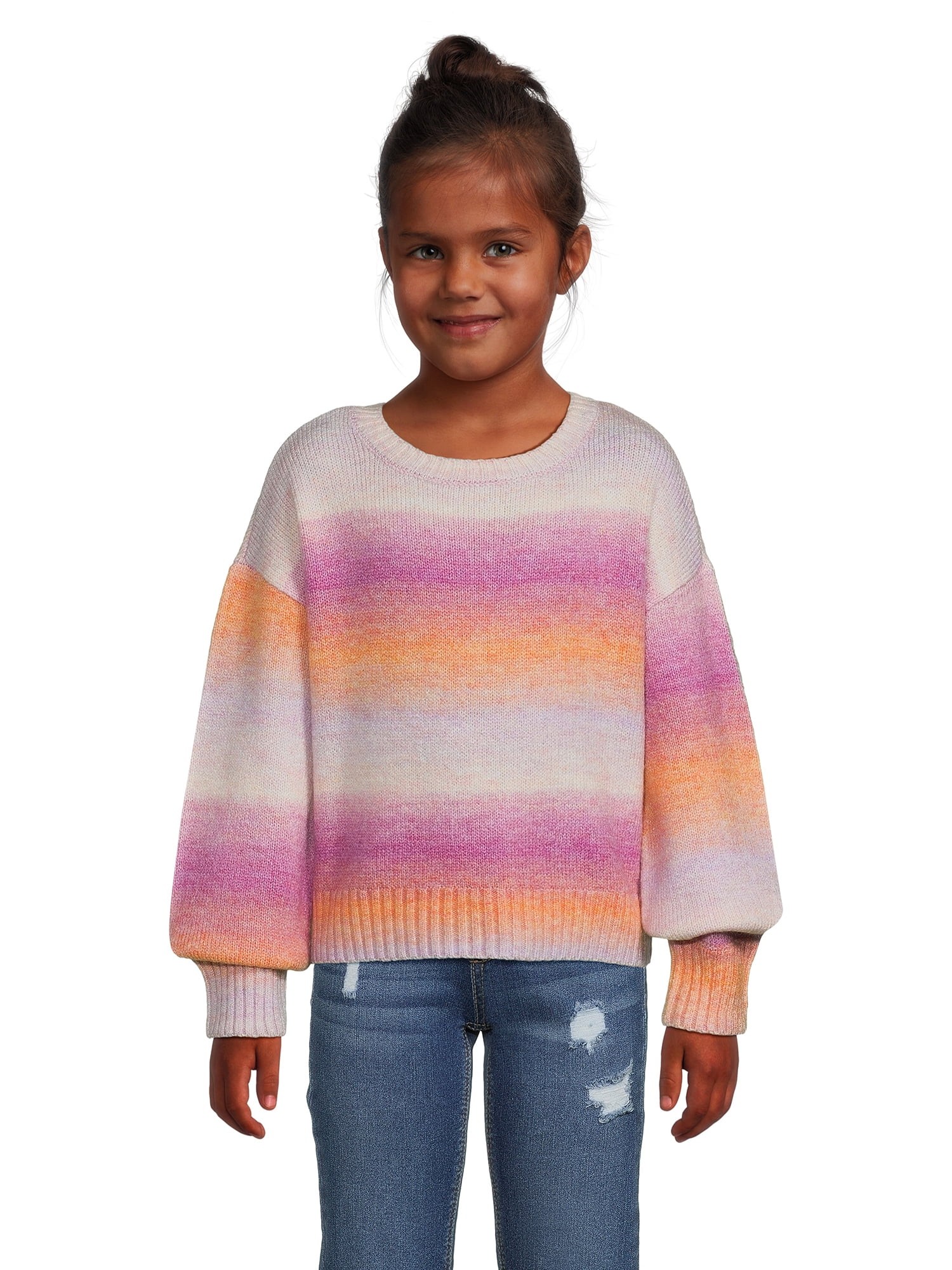 Mejores ofertas e historial de precios de Wonder Nation Girls Long Sleeve  Striped Sweater, Sizes 4-18 & Plus en