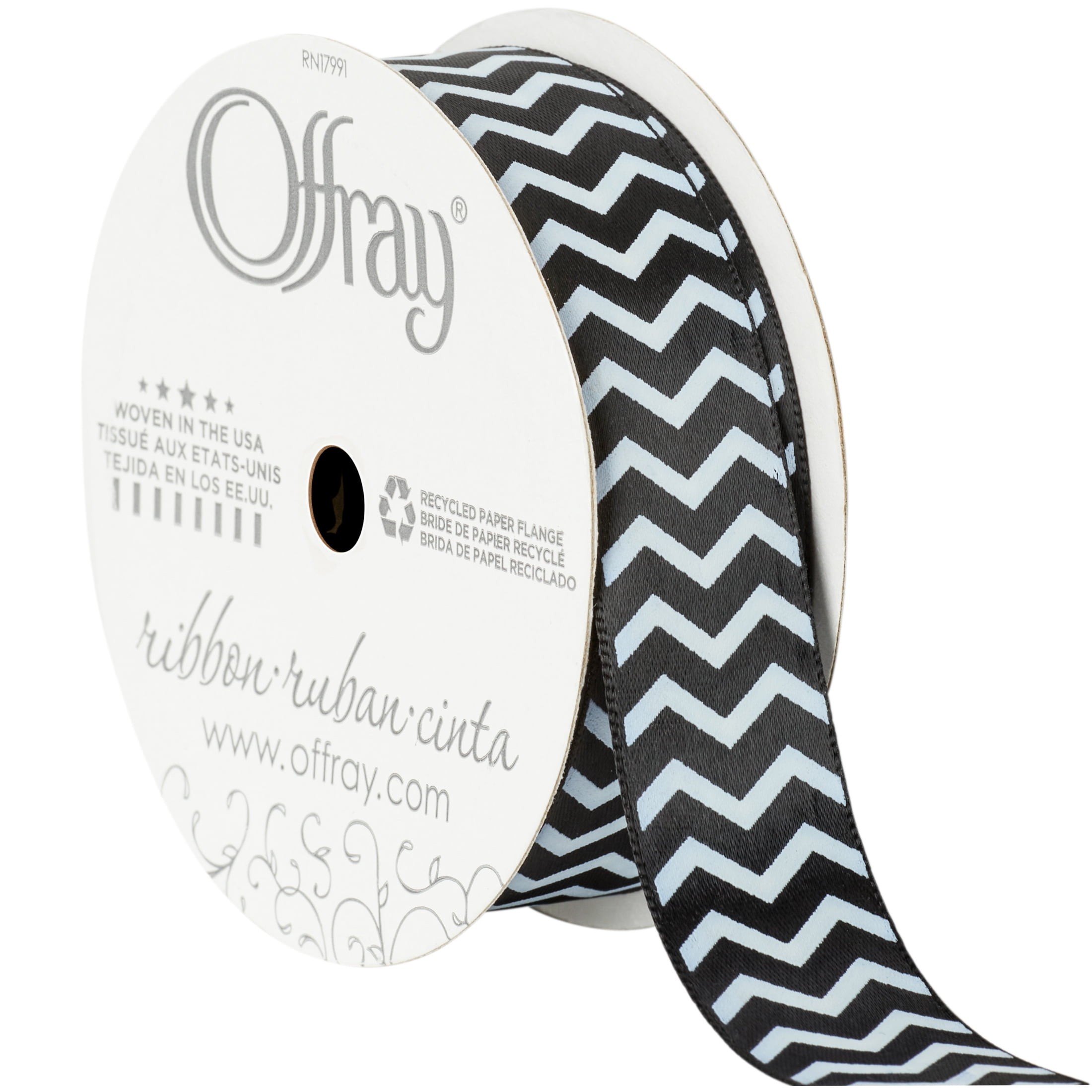 Offray Ribbon, White 3/8 inch Metallic Ribbon, 9 feet