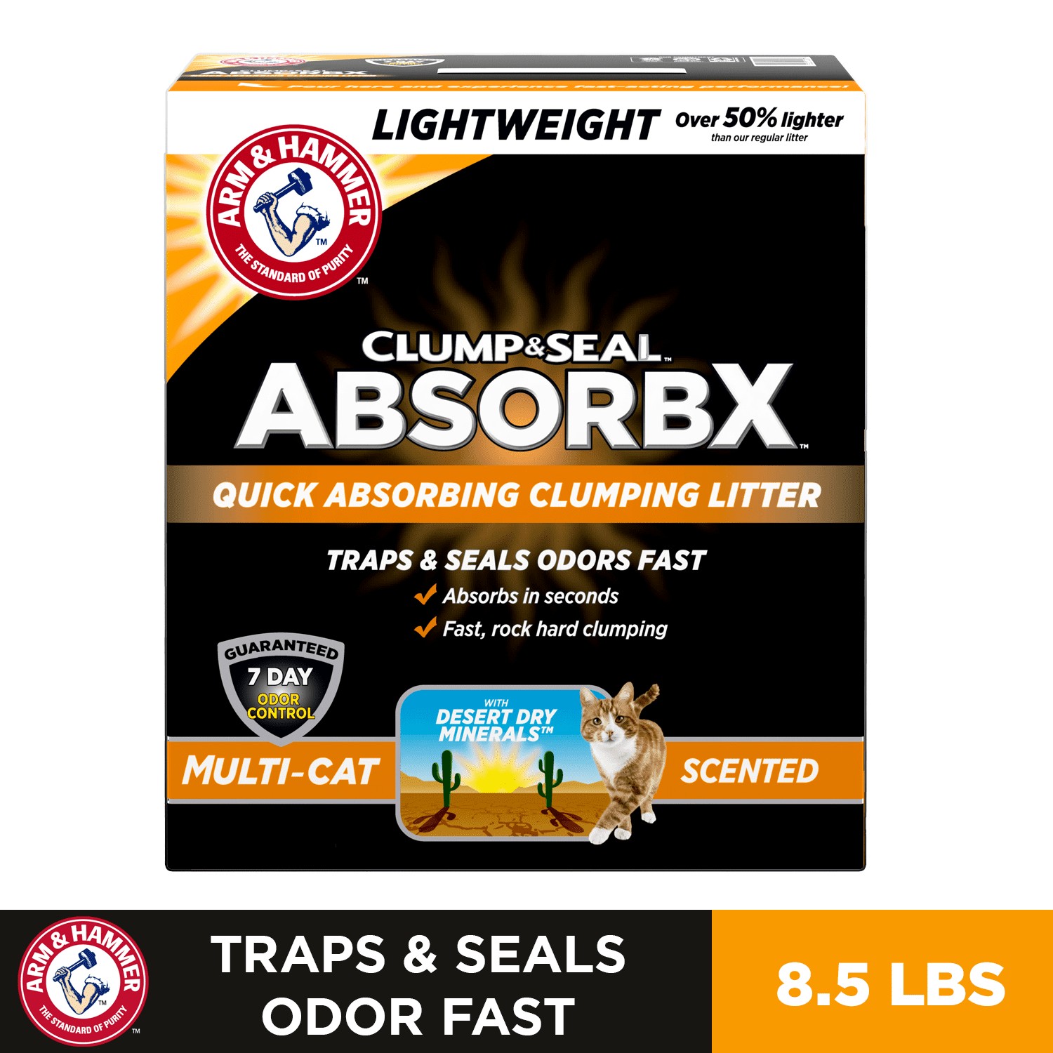 Arm & Hammer Clump & Seal AbsorbX Clumping Litter, MultiCat, 8.5 lb