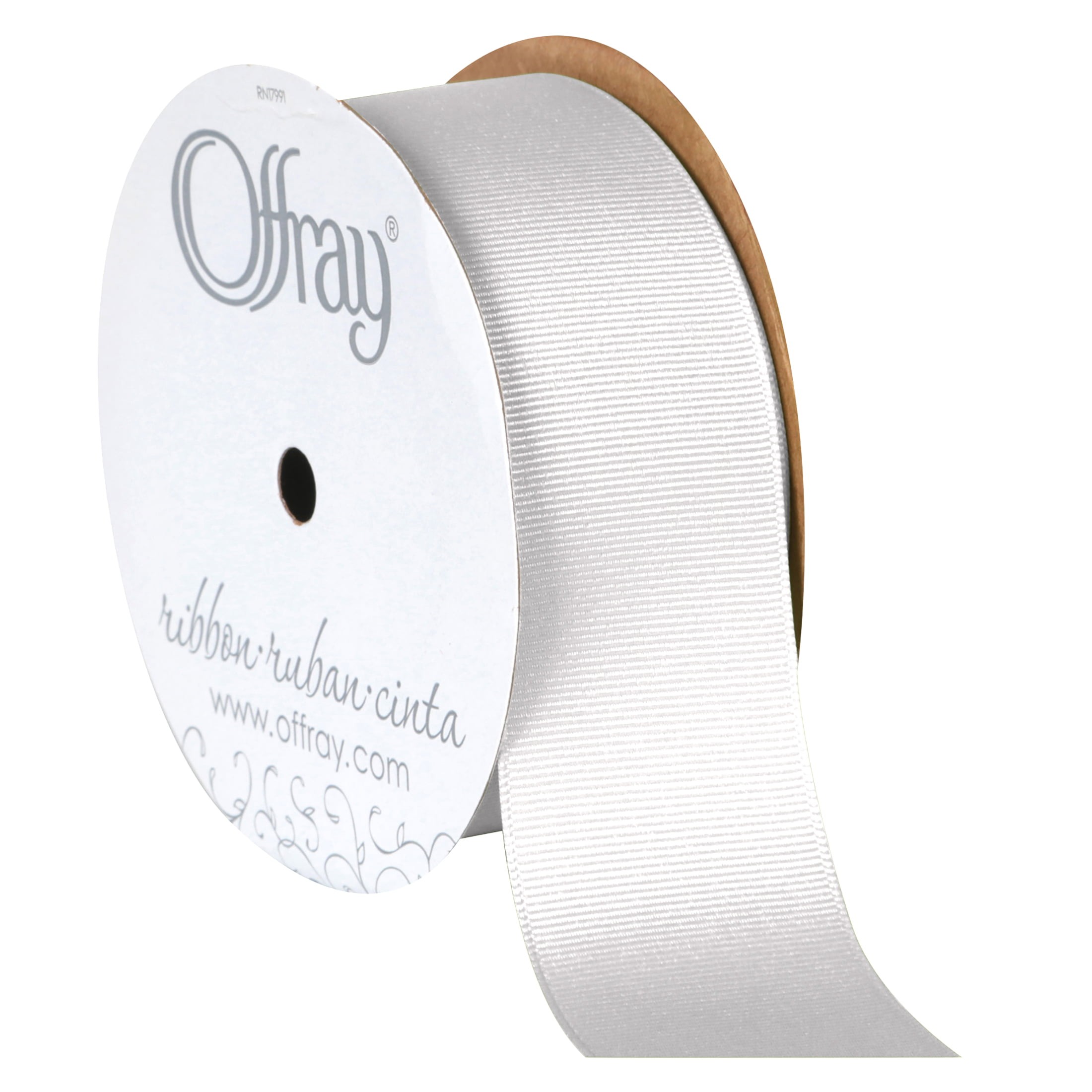 Offray Ribbon, White 1 1/2 inch Grosgrain Polyester Ribbon, 12