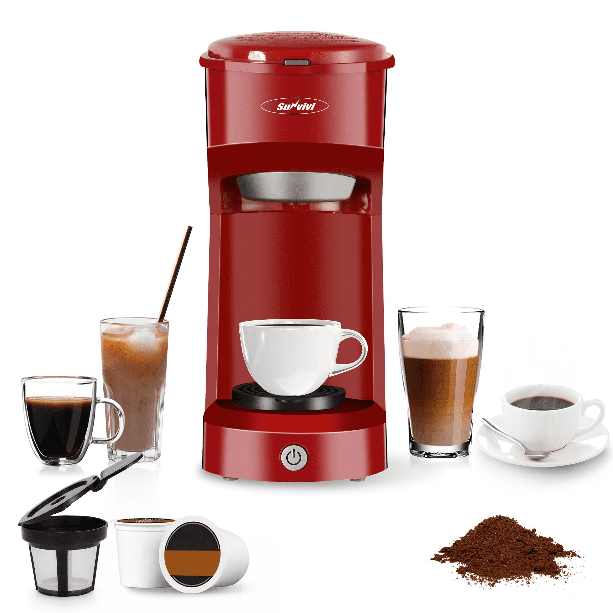 Mecity Coffee Maker 3-in-1 Single Serve Ground Coffee Brewer