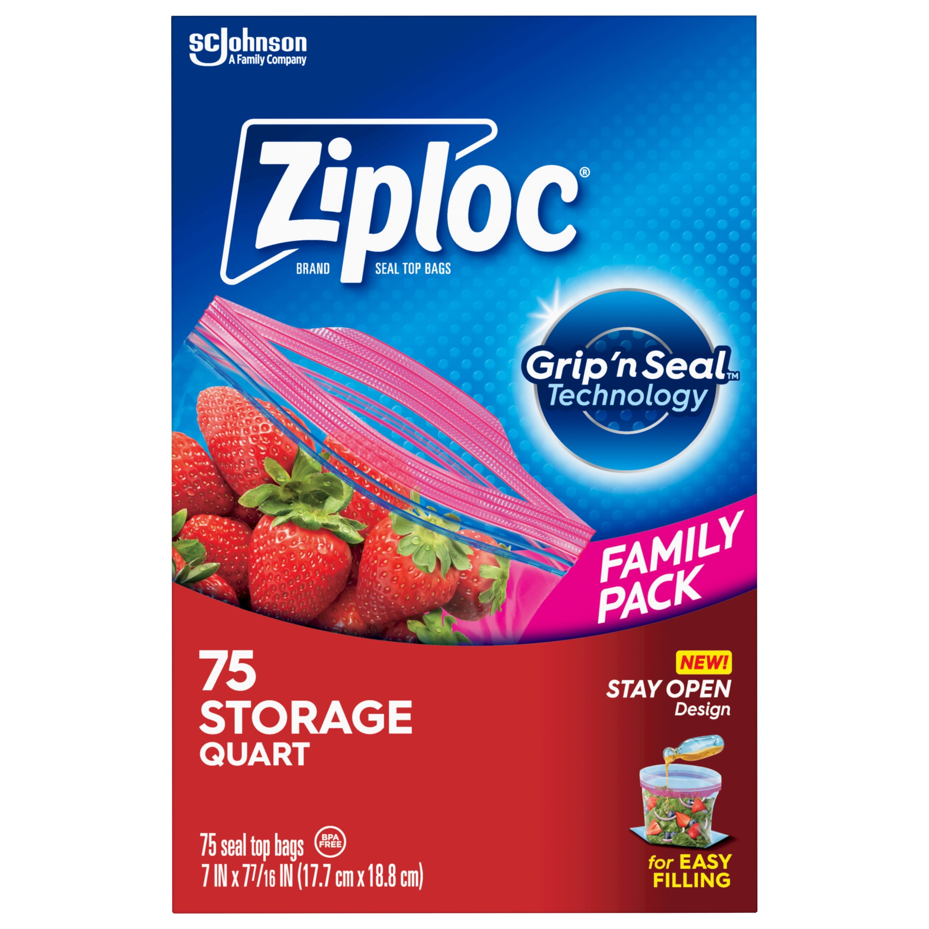 Ziploc Gallon Food Storage Freezer Bags, New Stay Open Design with Stand-Up  Bottom, Easy to Fill, 30 Count (Pack of 4)