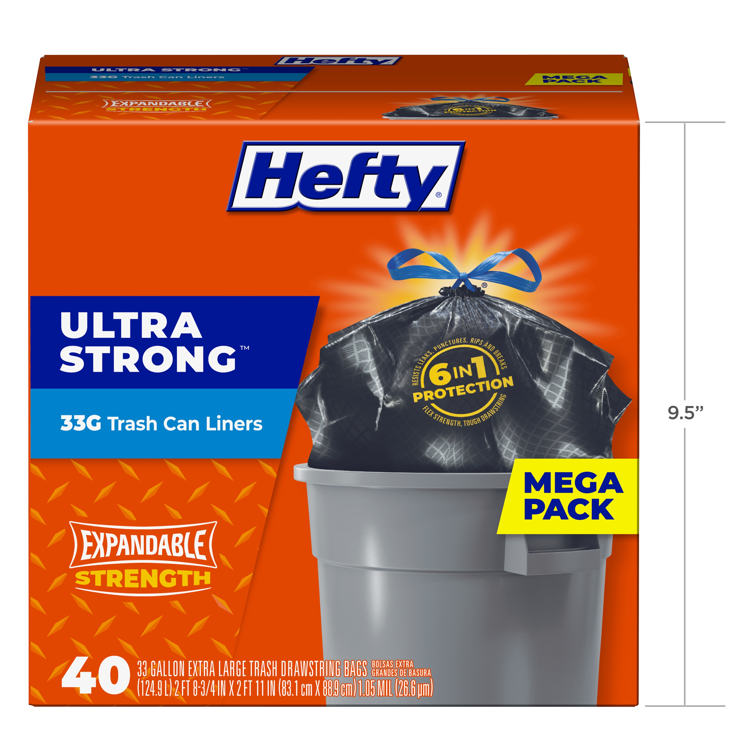Hefty Ultra Strong Tall Kitchen Trash Bags, Blackout, Unscented