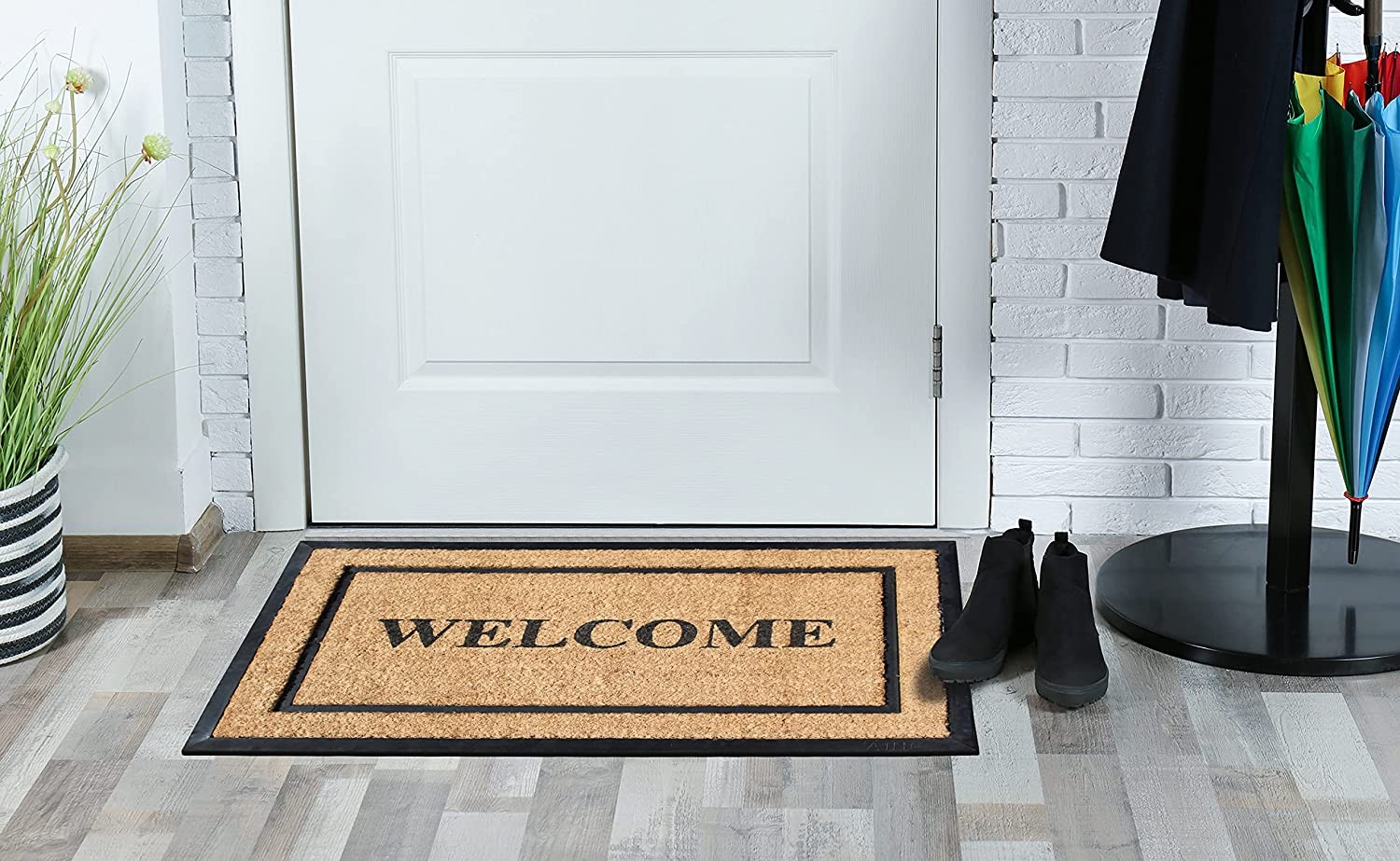 A1HC Natural Coir & Rubber Door Mat, 24x39, Thick Durable Doormats for