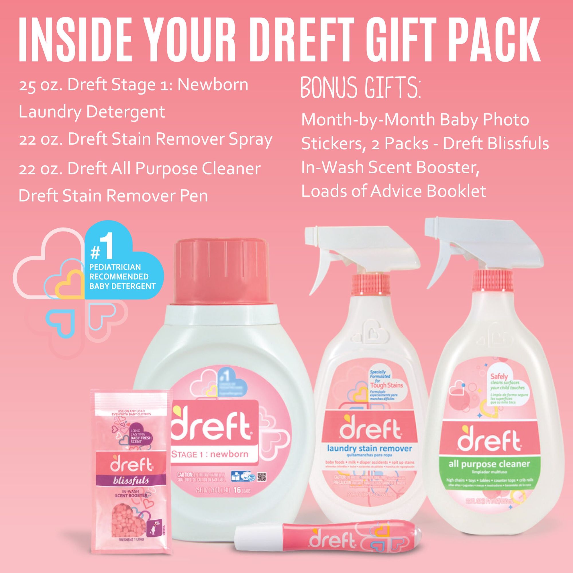 Dreft Loads of Joy Gift Pack, Laundry Set with Baby Laundry Detergent, and Stain Removers Best