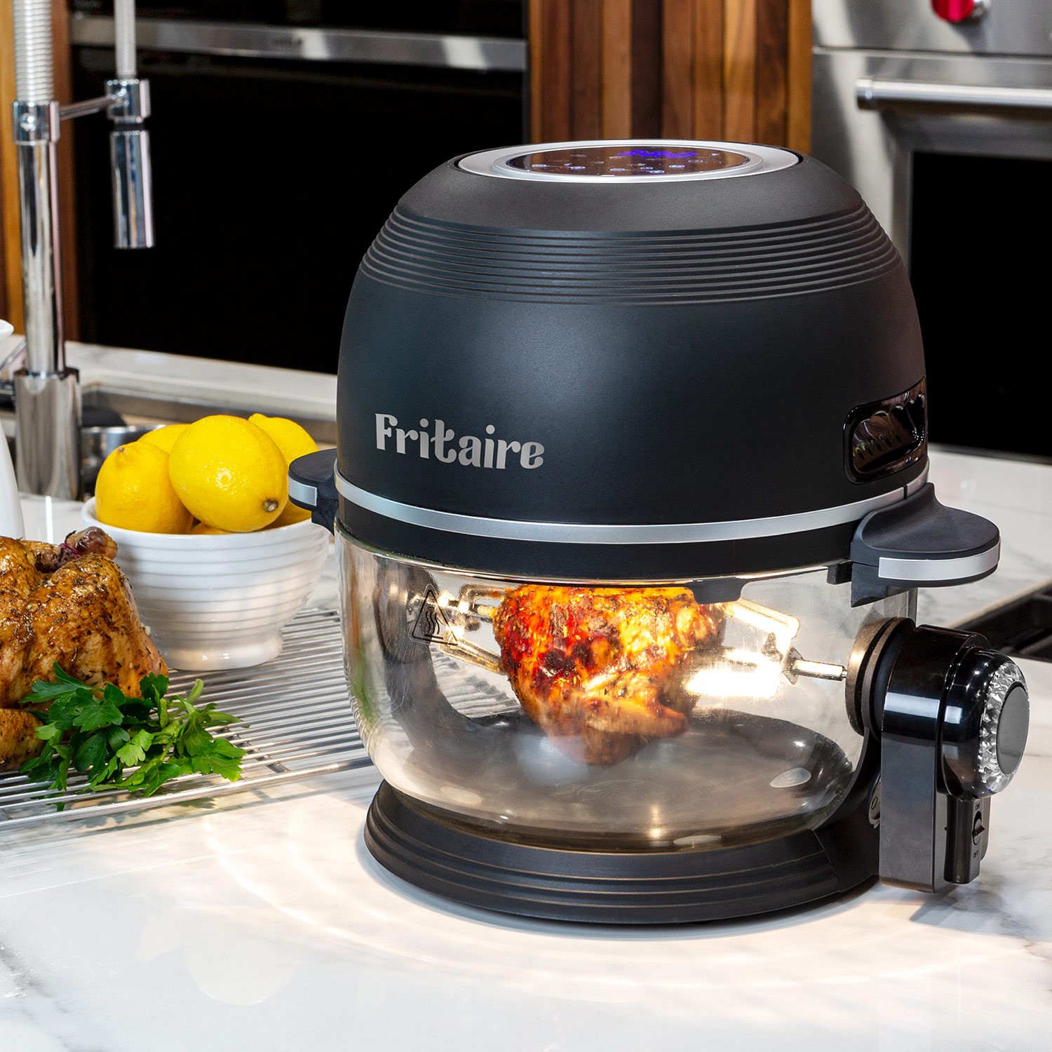 Fritaire SelfCleaning Glass Bowl Air Fryer, 5 Qt, 6 Functions, BPA