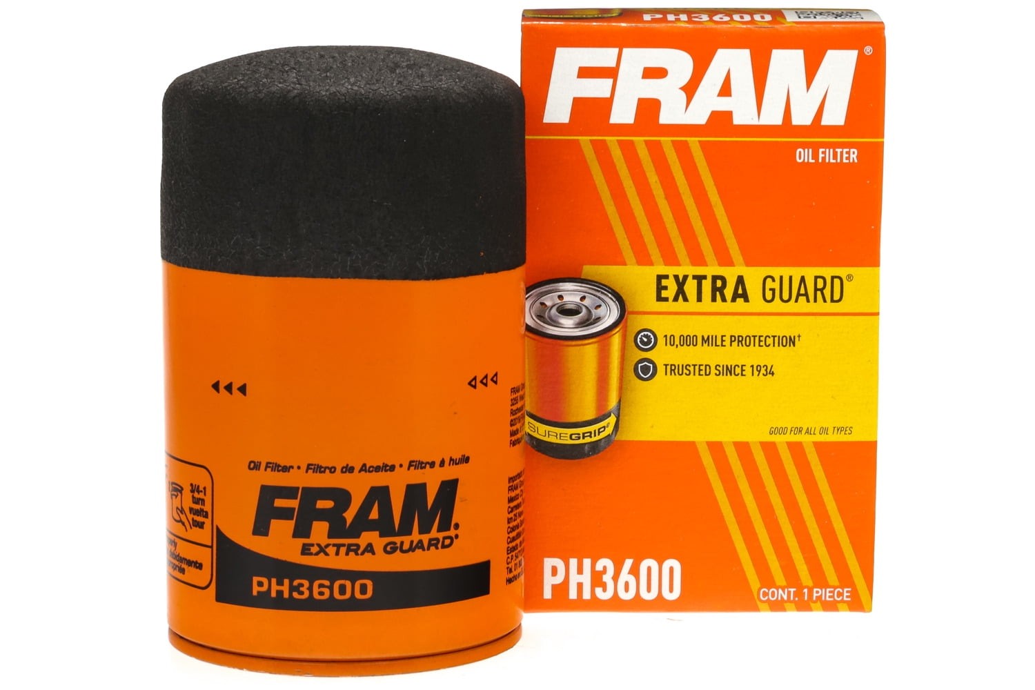 FRAM PH3600 Extra Guard Oil Filter, 10K mile Replacement Engine Oil