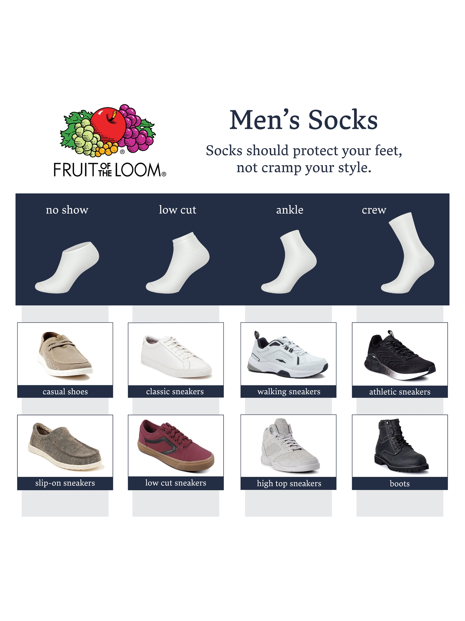 Fruit Of The Loom Men's 6 Pack Cushion Ankle Crew Socks