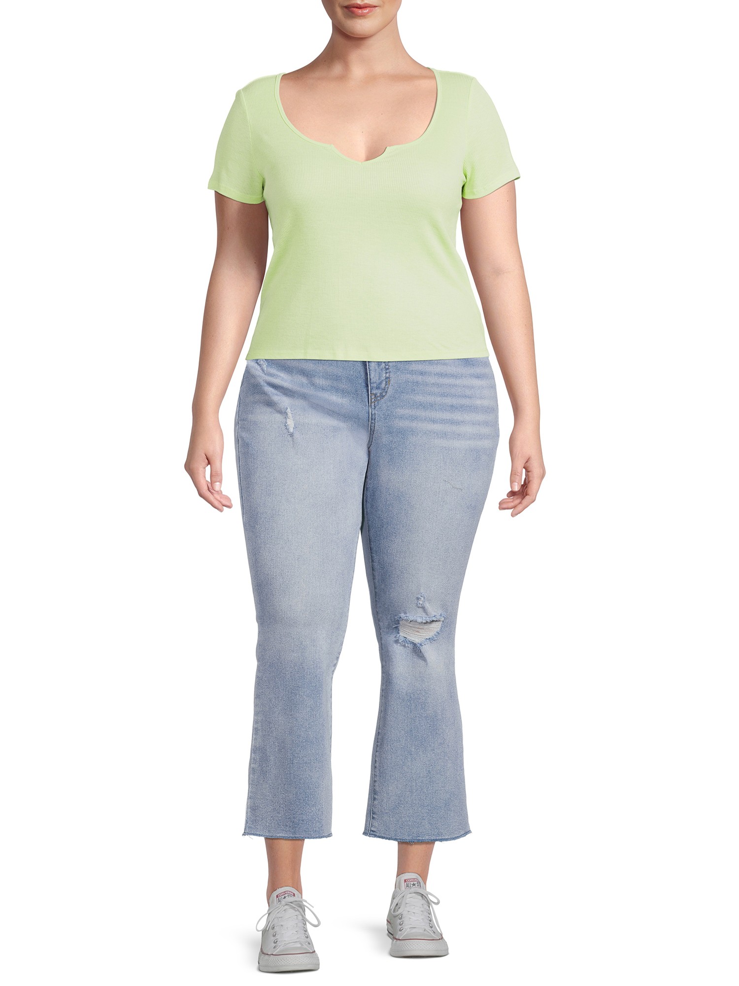 Terra & Sky Women's Plus Size Chop Pocket Straight Leg Jeans, 29” Inseam 