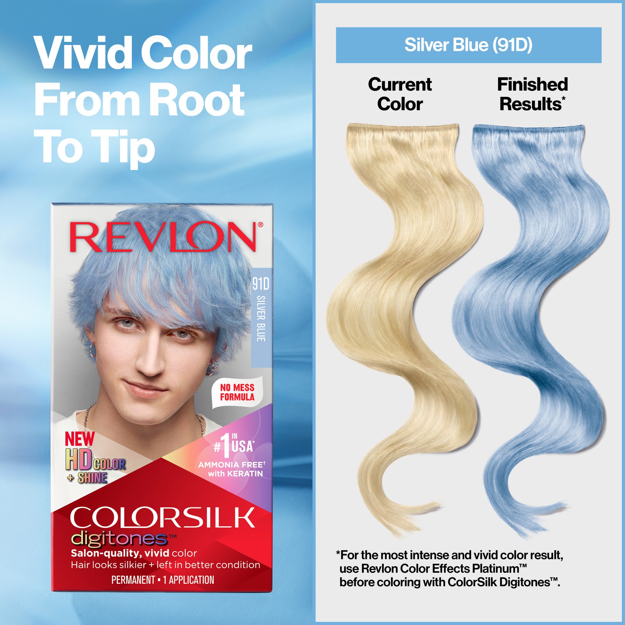 Revlon Permanent Hair Color Colorsilk Digitones with Keratin, 79D ...