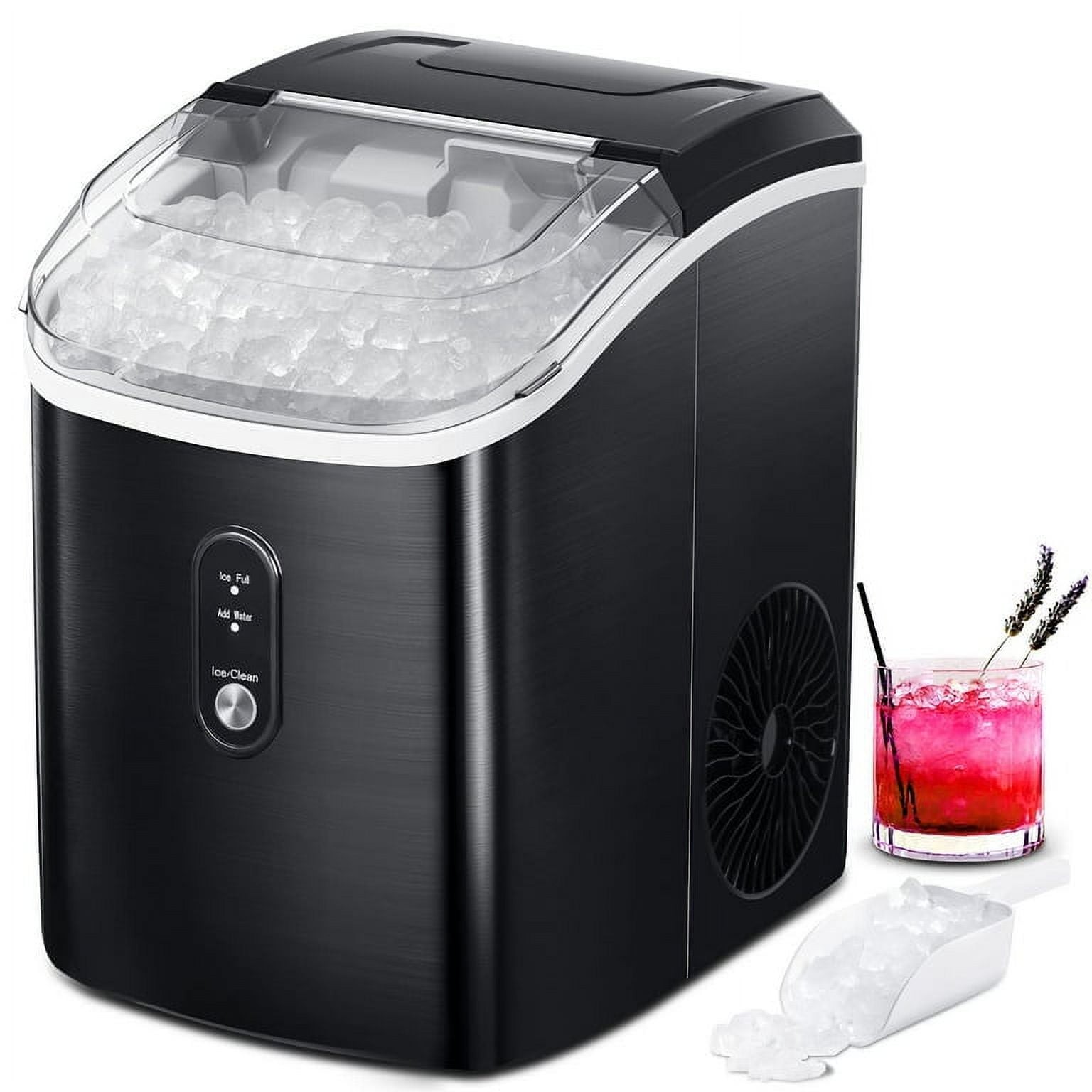 Countertop Nugget Ice Maker with 2 Ways Water Refill Self-Cleaning - Costway