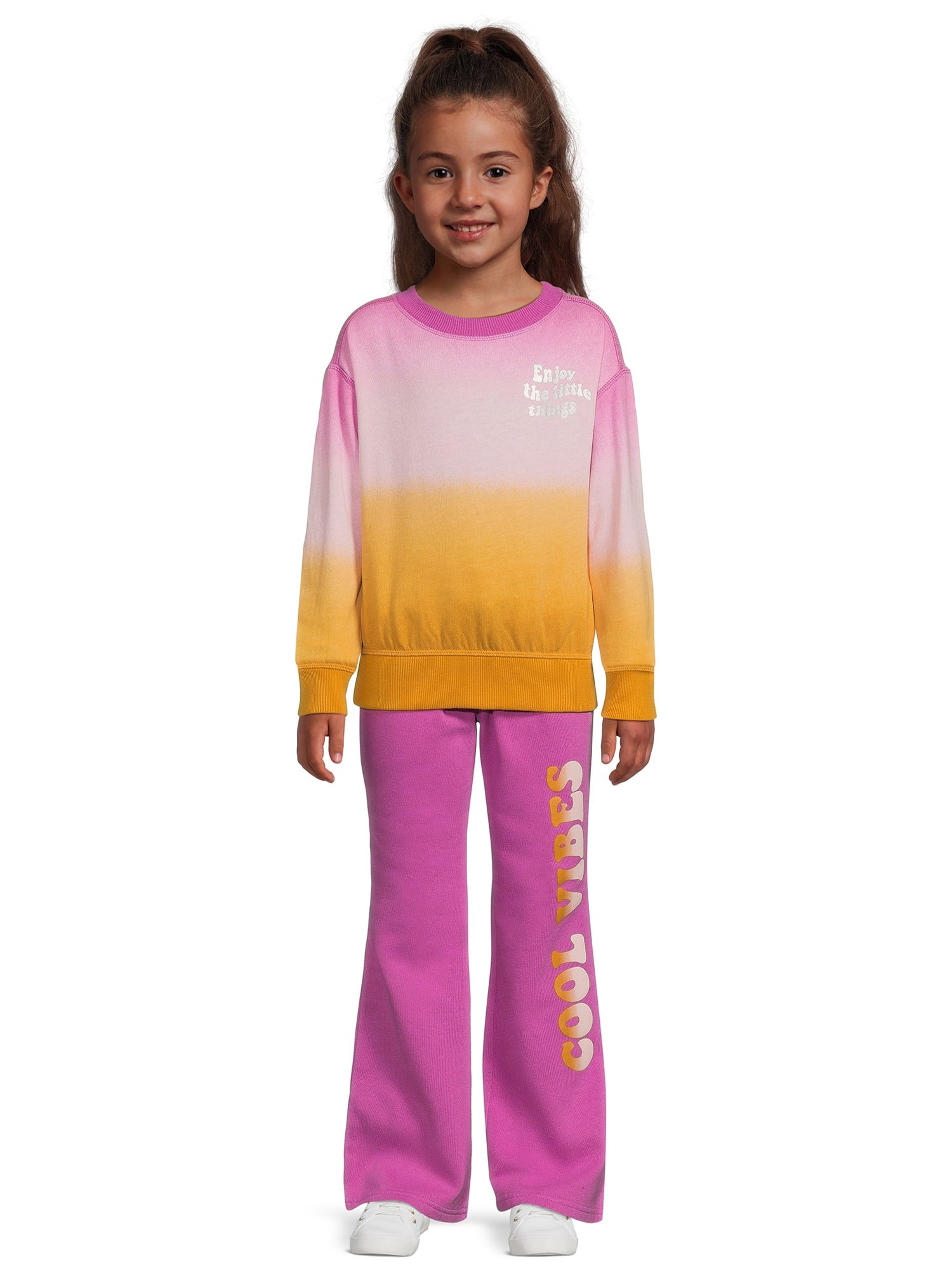 Mejores ofertas e historial de precios de Wonder Nation Girls Fleece  Pullover Top and Flare Sweatpants Set, 2-Piece, Sizes 4-18 & Plus en