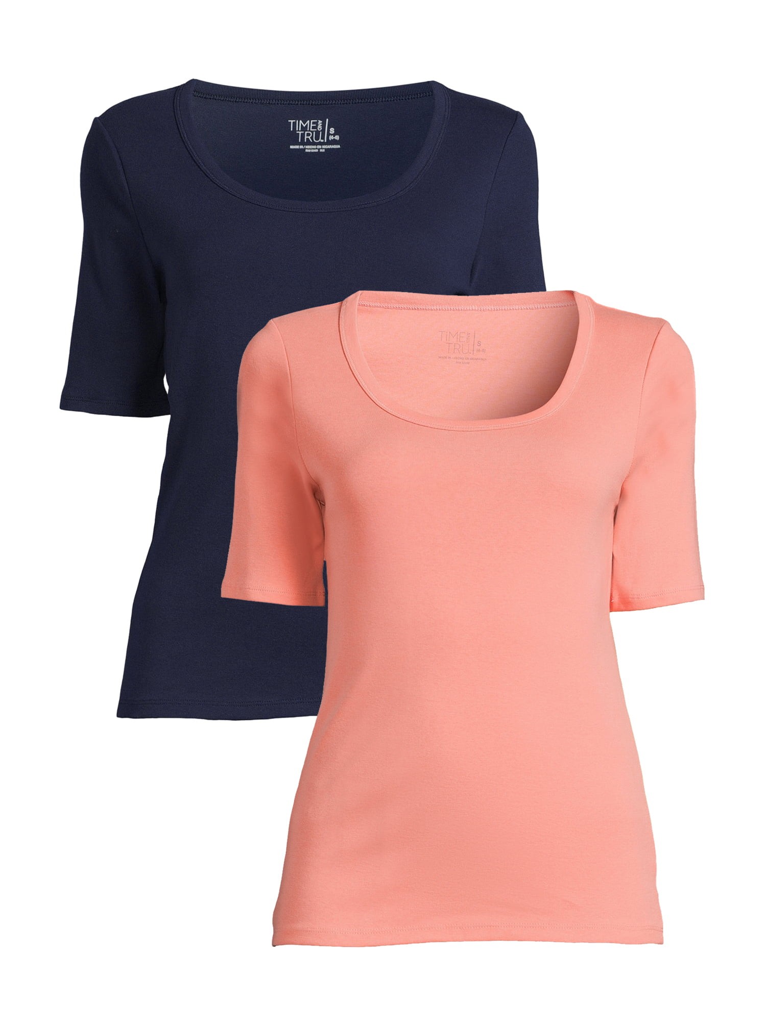 time and tru scoop neck elbow sleeve tee
