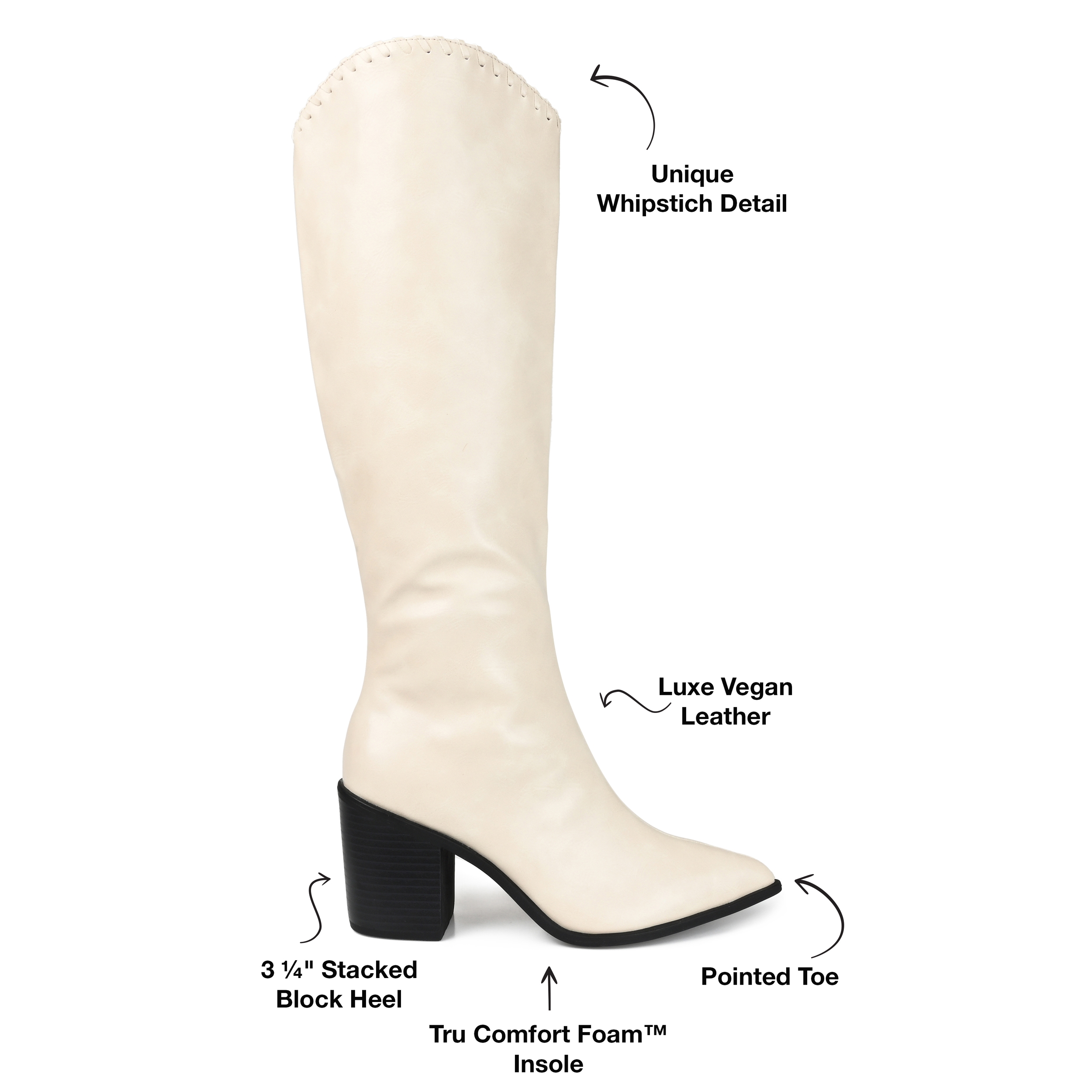 Journee Collection Womens Winny Tru Comfort Foam Extra Wide Calf Stacked  Heel Knee High Boots 