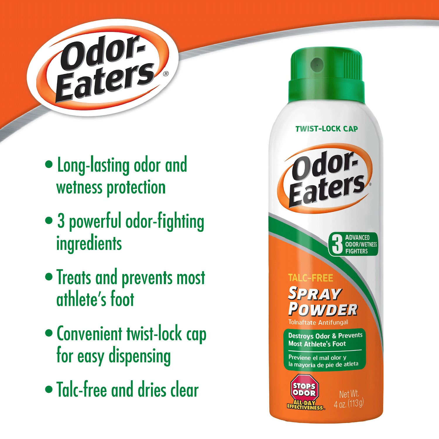 OdorEaters Foot Spray Powder Deodorant, Odor Control, & Sweat
