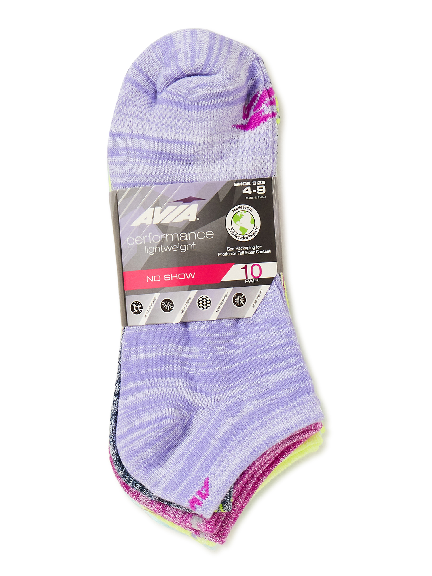 Avia Women's Performance Lowcut Socks, 10-Pack 