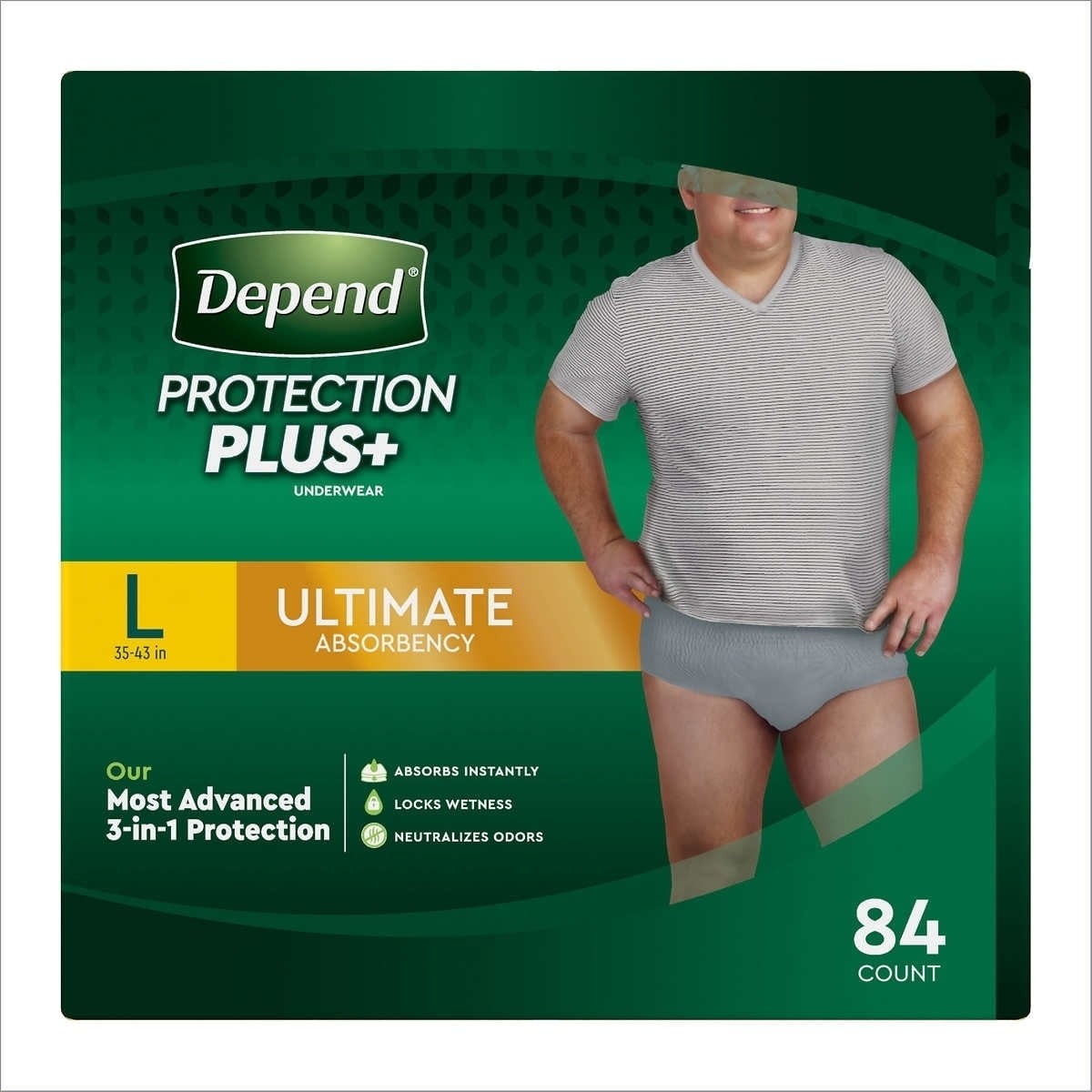 Depend Protection Plus Ultimate Underwear for Men, Large (84 Count)  melhores ofertas e histórico de preços em