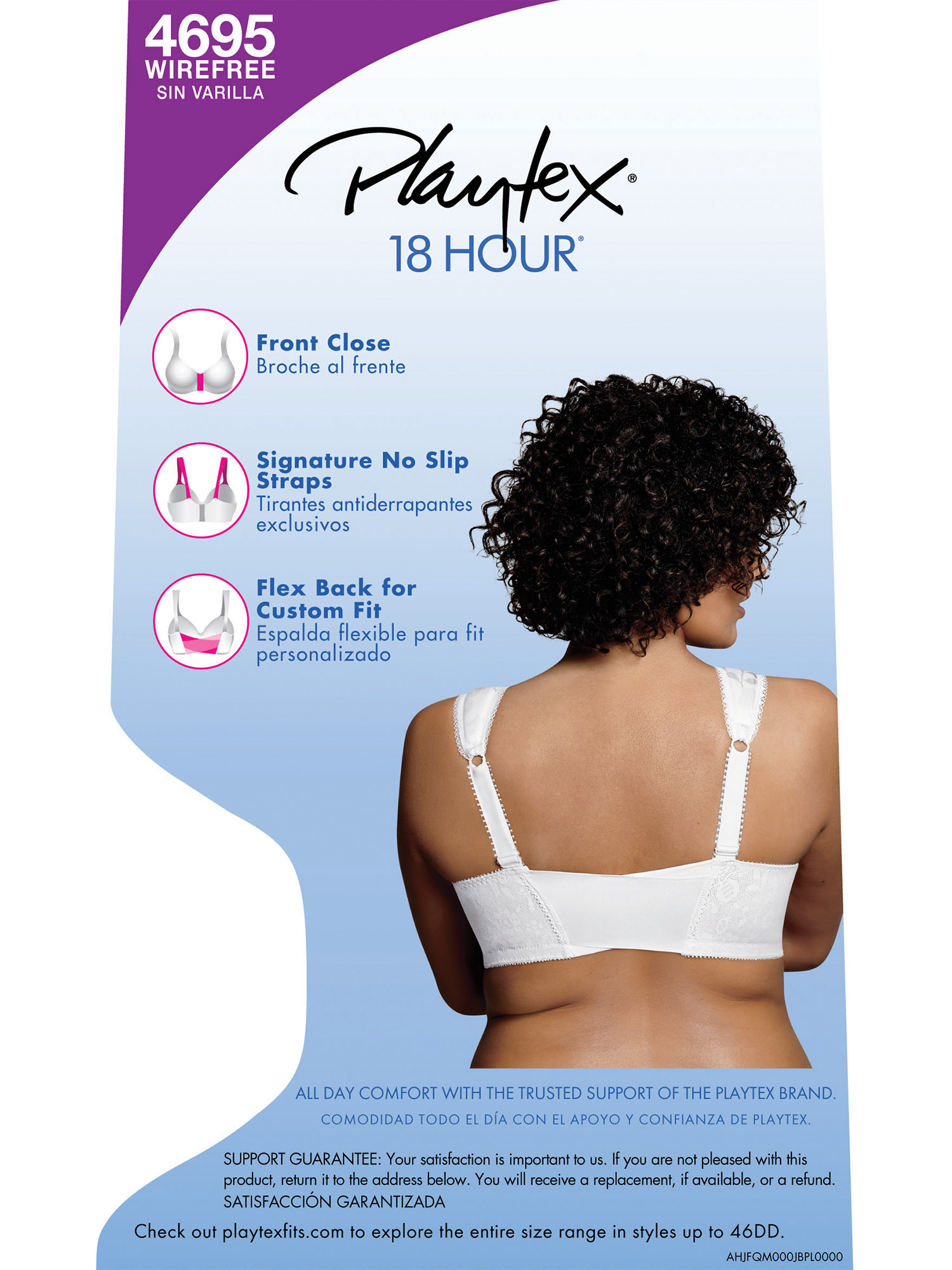 Playtex Wirefree Bra 18 Hour 4695 Front-Close With Flex Back M