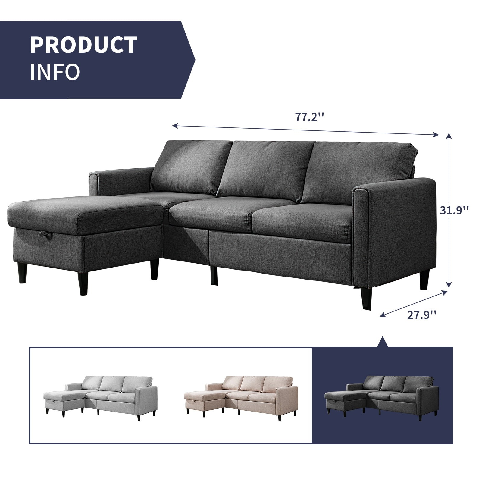 Walsunny Sectional Sofa Couch Set L Shaped Couch Sofa Sets for