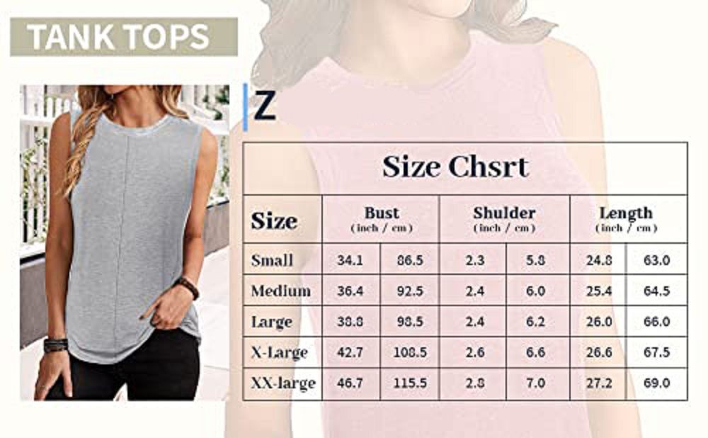 Sherrylily Womens Crew Neck Tank Tops Casual Loose Fit Sleeveless