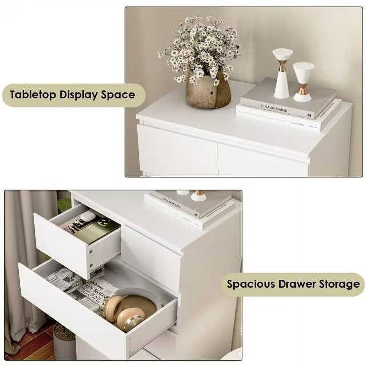 Homfa 5 Drawer White Dresser, Modern Storage Cabinet for Bedroom, White  Chest of Drawers Wood Organizer for Living Room