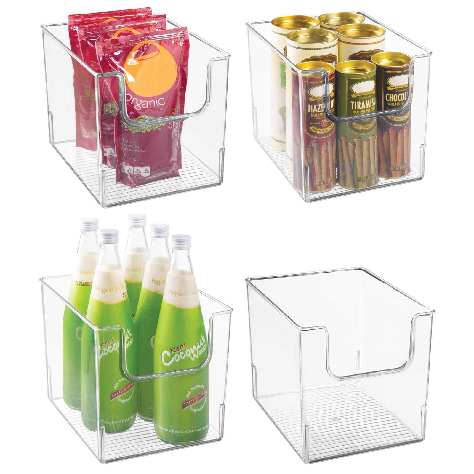 mDesign Kitchen Plastic Storage Organizer Bin with Open Front - 4 Pack ...