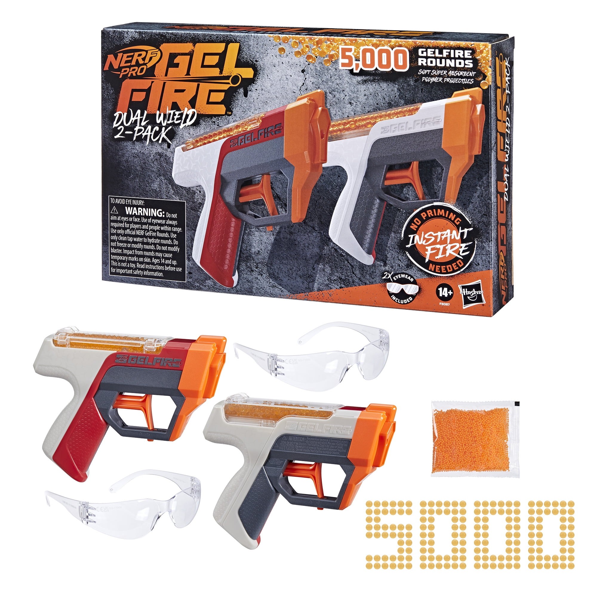 Nerf Pro Gelfire Dual Wield 2-Pack, 5000 Gelfire Rounds, 2x100 Round ...