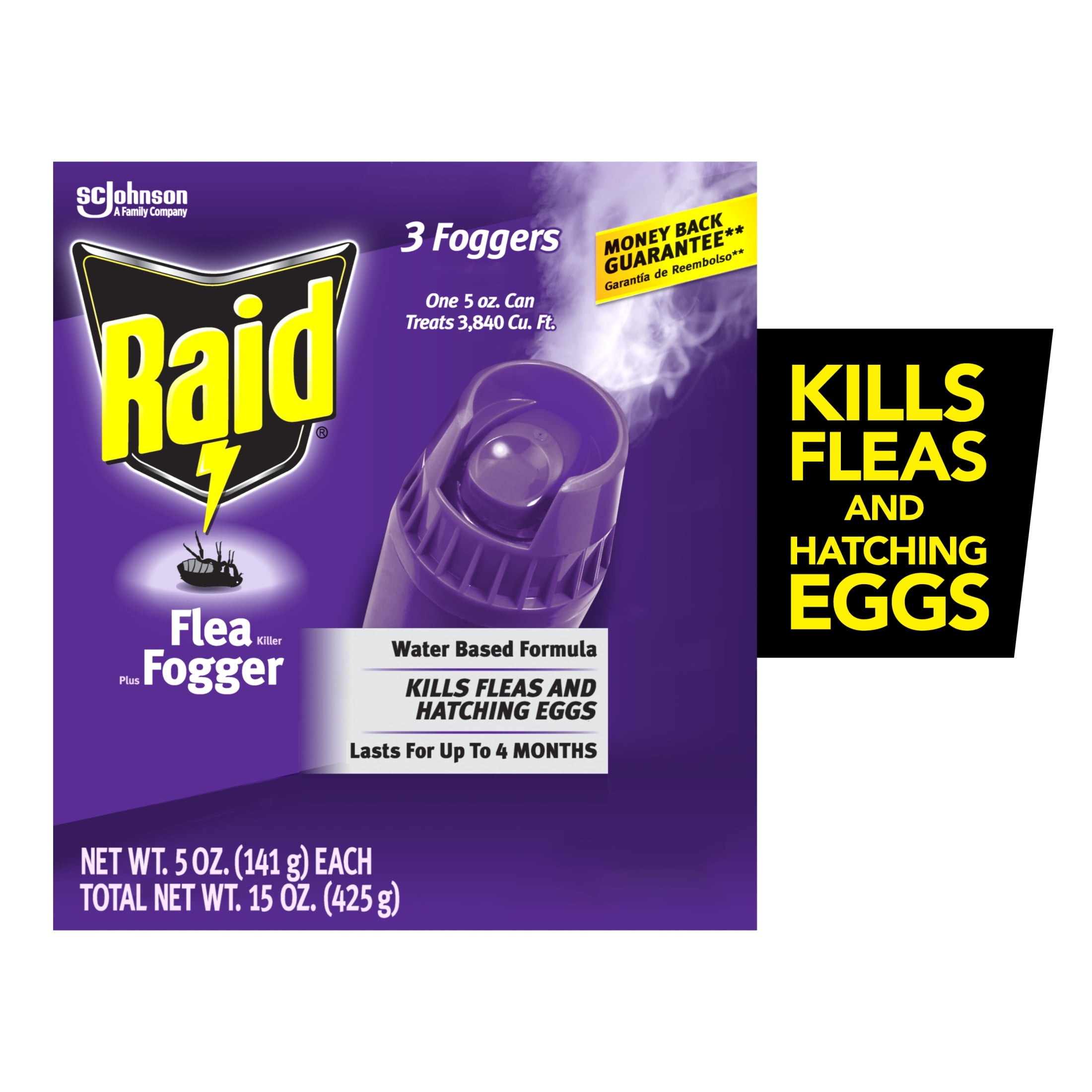 Raid Flea Killer Plus Fogger, Room Treatment Flea Bomb Kills up to 4