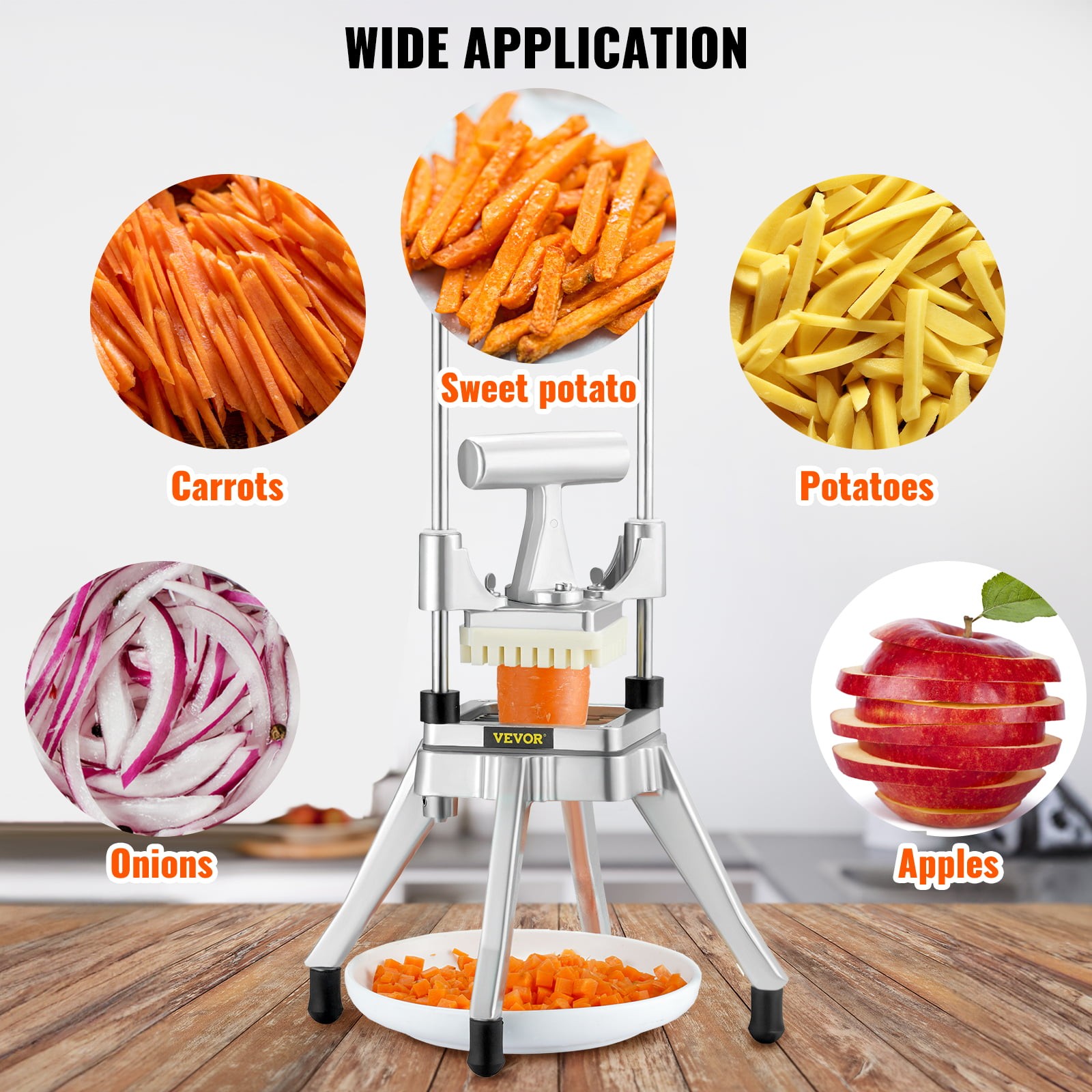 VEVOR Commercial Vegetable Fruit Dicer 3/8 in. Blade Onion Cutter Heavy Duty Stainless Steel Chopper Tomato Slicer with Tray