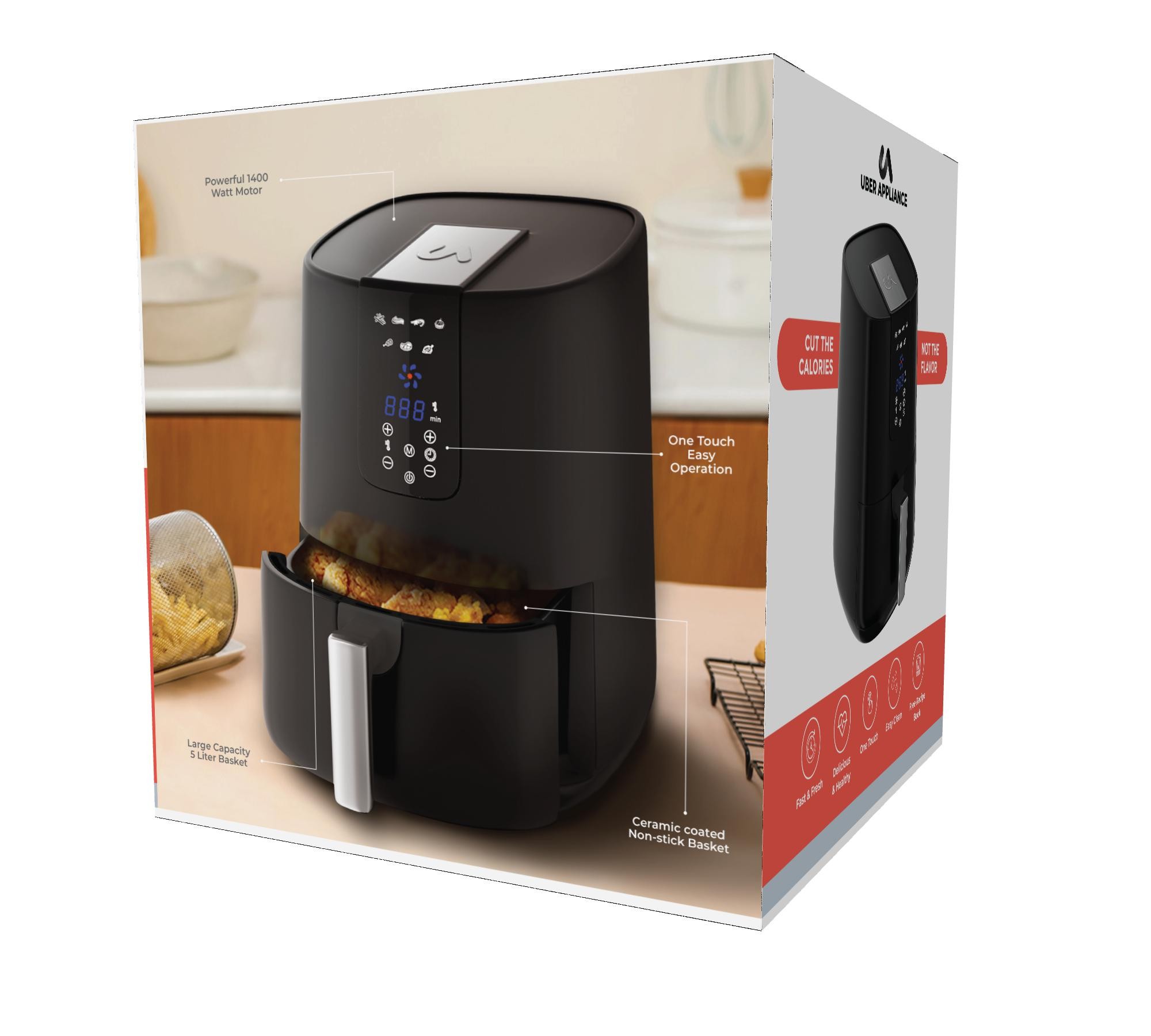 Uber Appliance Air Fryer XL Deluxe 5 Qt Capacity Touch Screen Programmable Air Fryer Best Deals