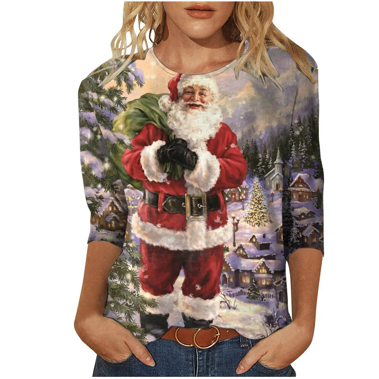 Mejores ofertas e historial de precios de purcolt 50% Off Clearance!Ugly  Christmas Sweater for Women,Women's Sequin Christmas Tree Print Ugly  Christmas Sweater Pullover Tops Funny Holiday Blouse Ugly Xmas Sweater Gift  for