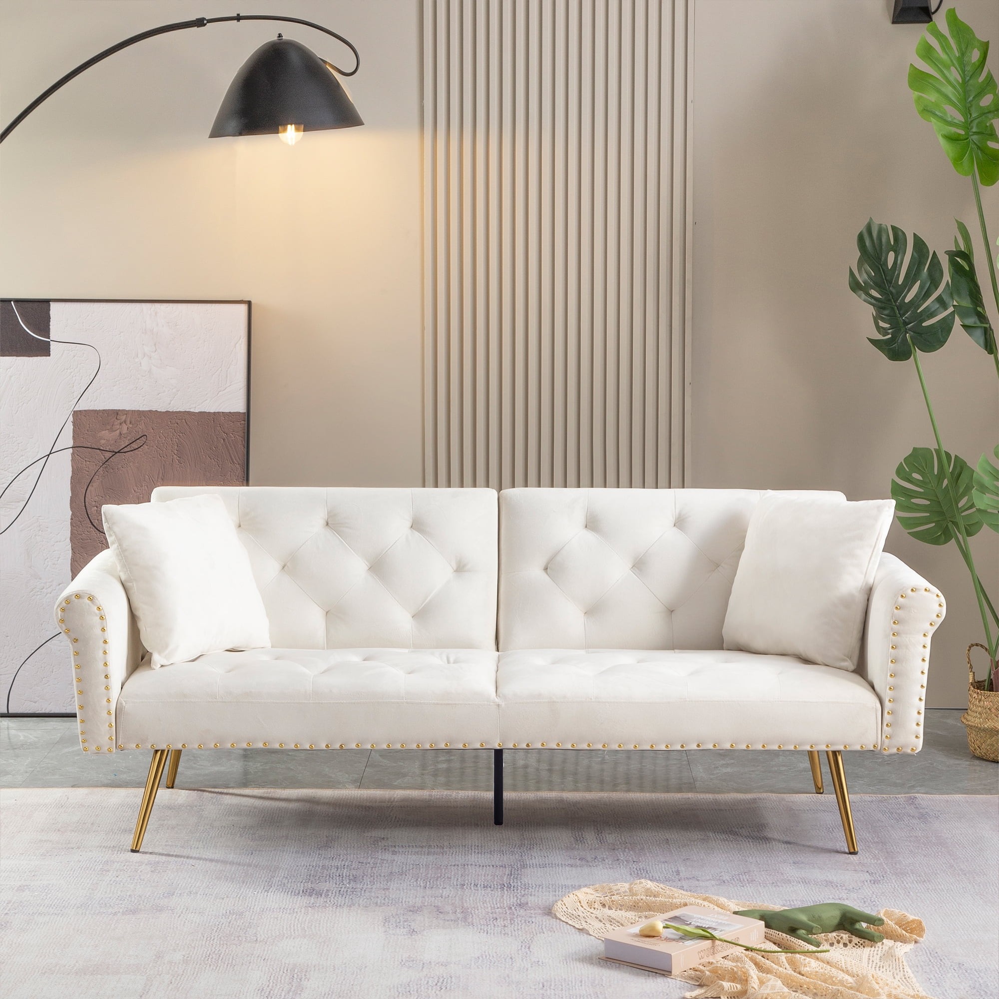 Sobaniilo 47 Small Modern Loveseat Sofa, Mid Century Linen Fabric
