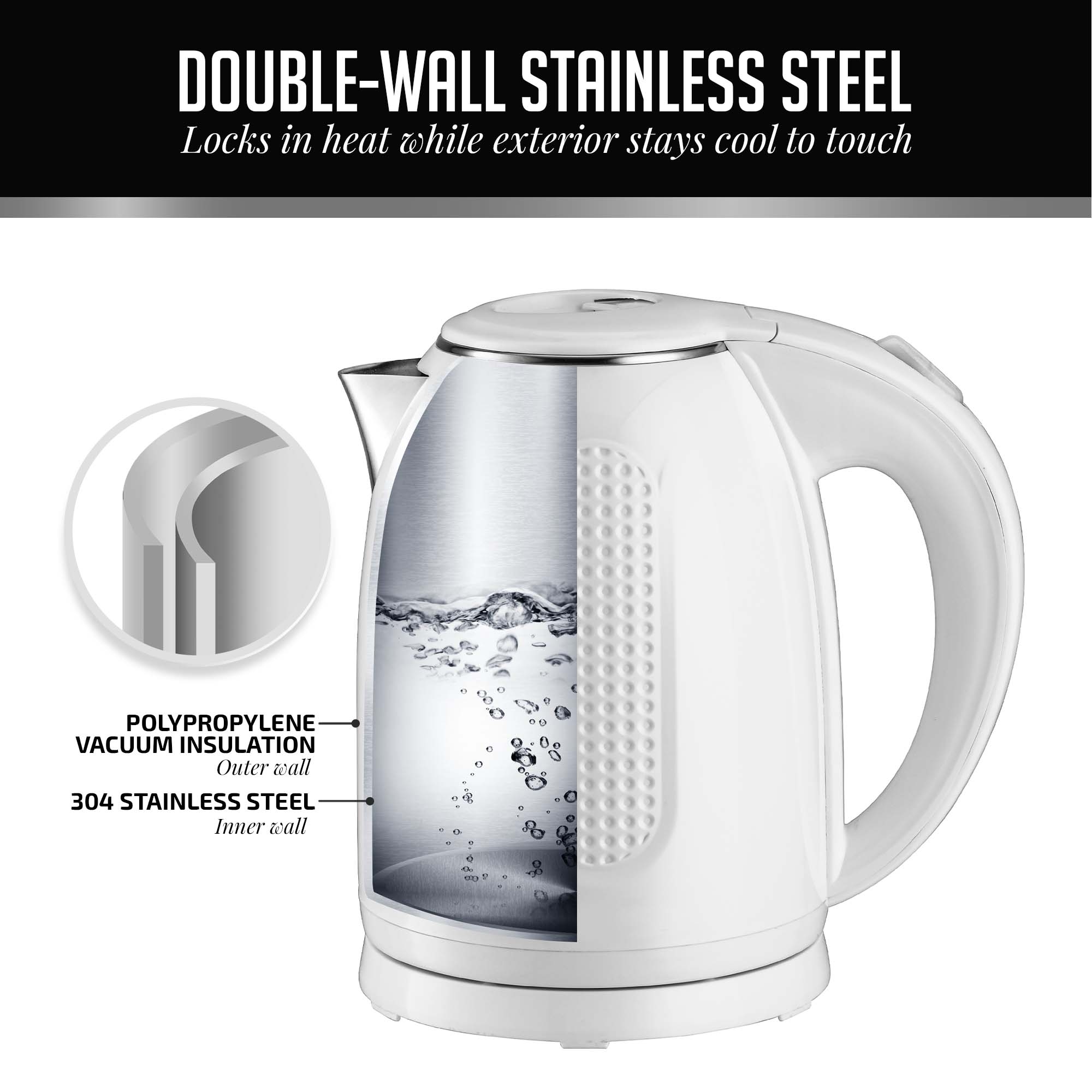 Electric Kettle White Handheld Instant Heating Electric Water