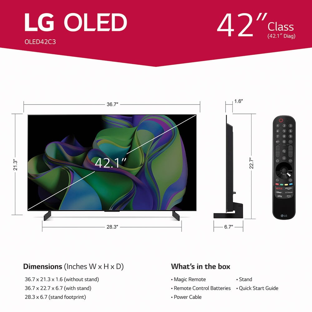 LG 42" Class 4K UHD OLED  OS Smart TV with Dolby Vision C3 Series