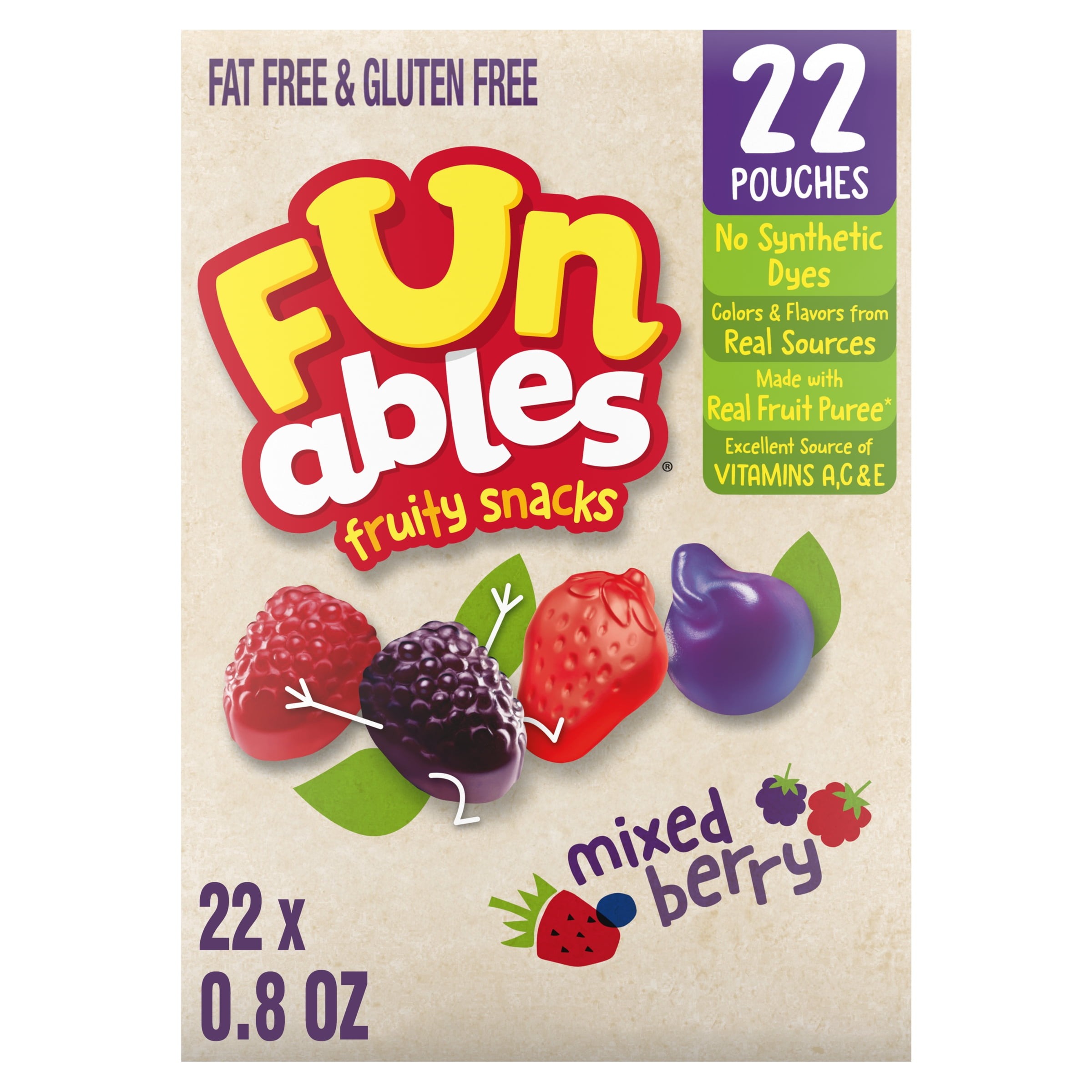 Funables Fruity Snacks, Mixed Berry Flavored Snacks, 0.8 oz, 22 Count ...