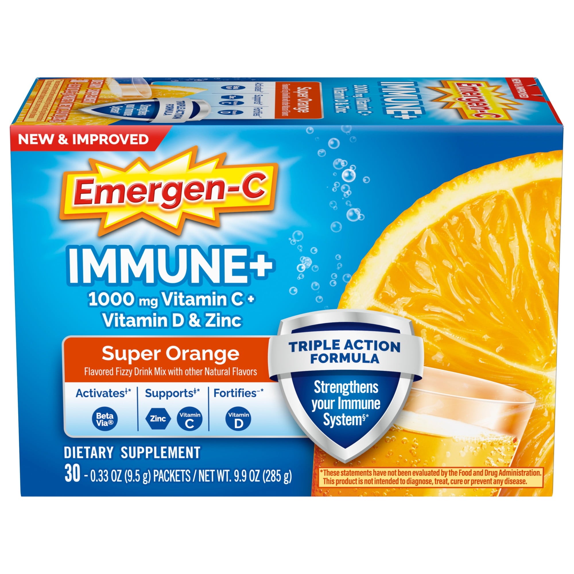 EmergenC Immune Plus Vitamin C Supplement for Immune Support, Super