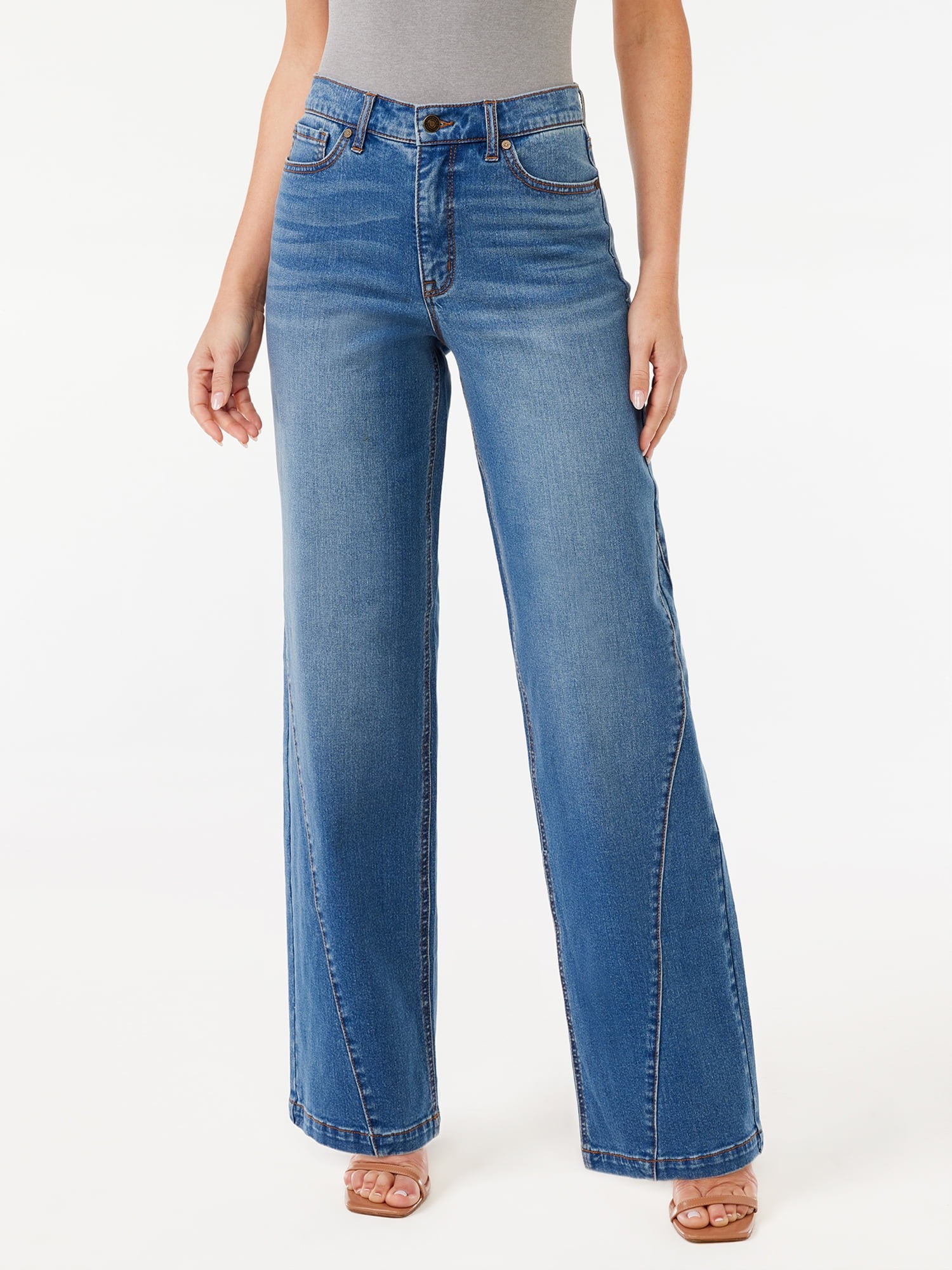 Sofia Jeans by Sofia Vergara Women's Plus Size Diana Super High Rise  Palazzo Jeans with Gusset 