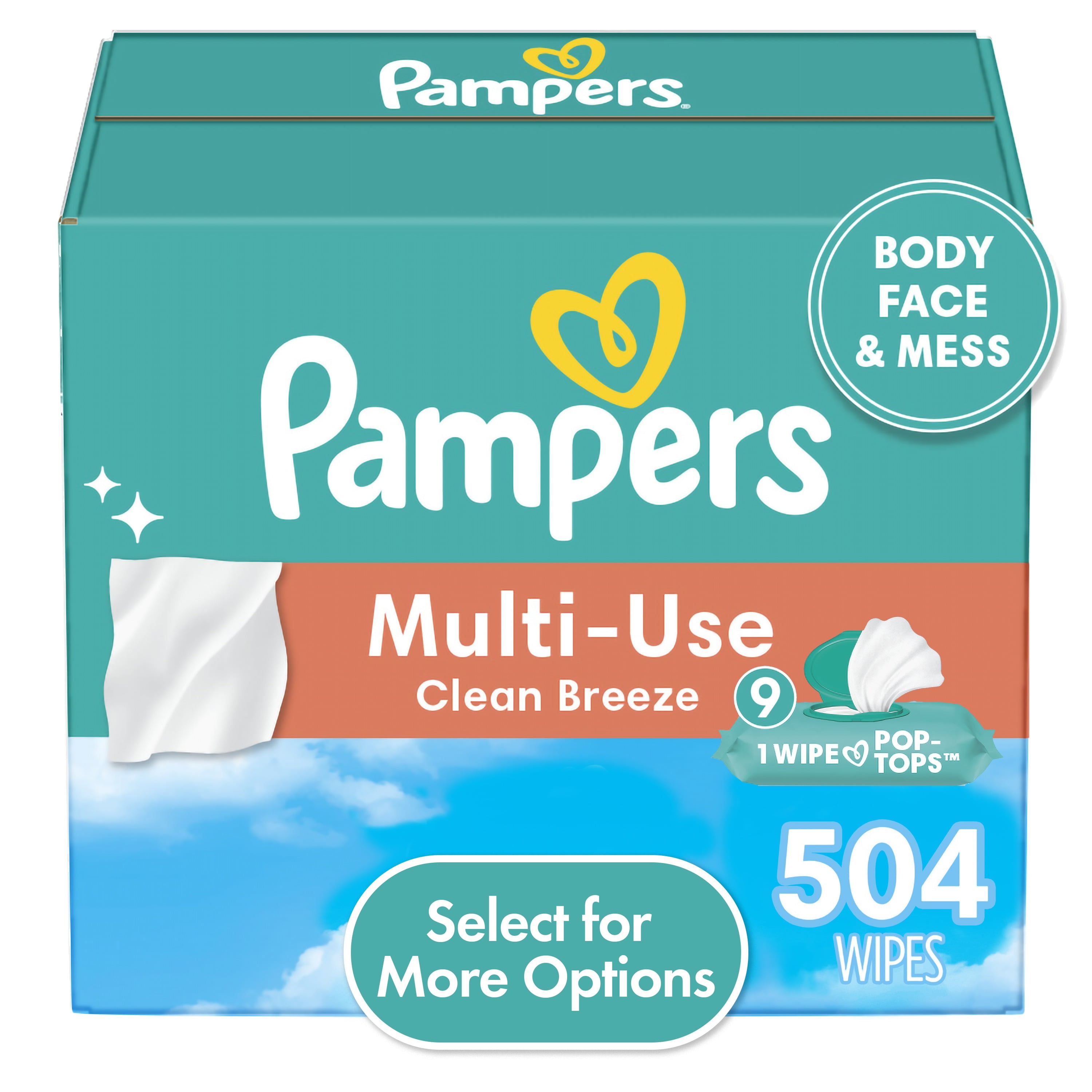 Pampers MultiUse Baby Wipes 9X FlipTop Packs 504ct (Select for More